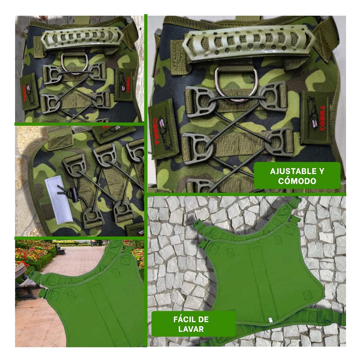 PACK6 CHALECO COMODO PARA PERRO VERDE OSCURO TALLA S SEGURO Y+PAPEL REGALO - 3
