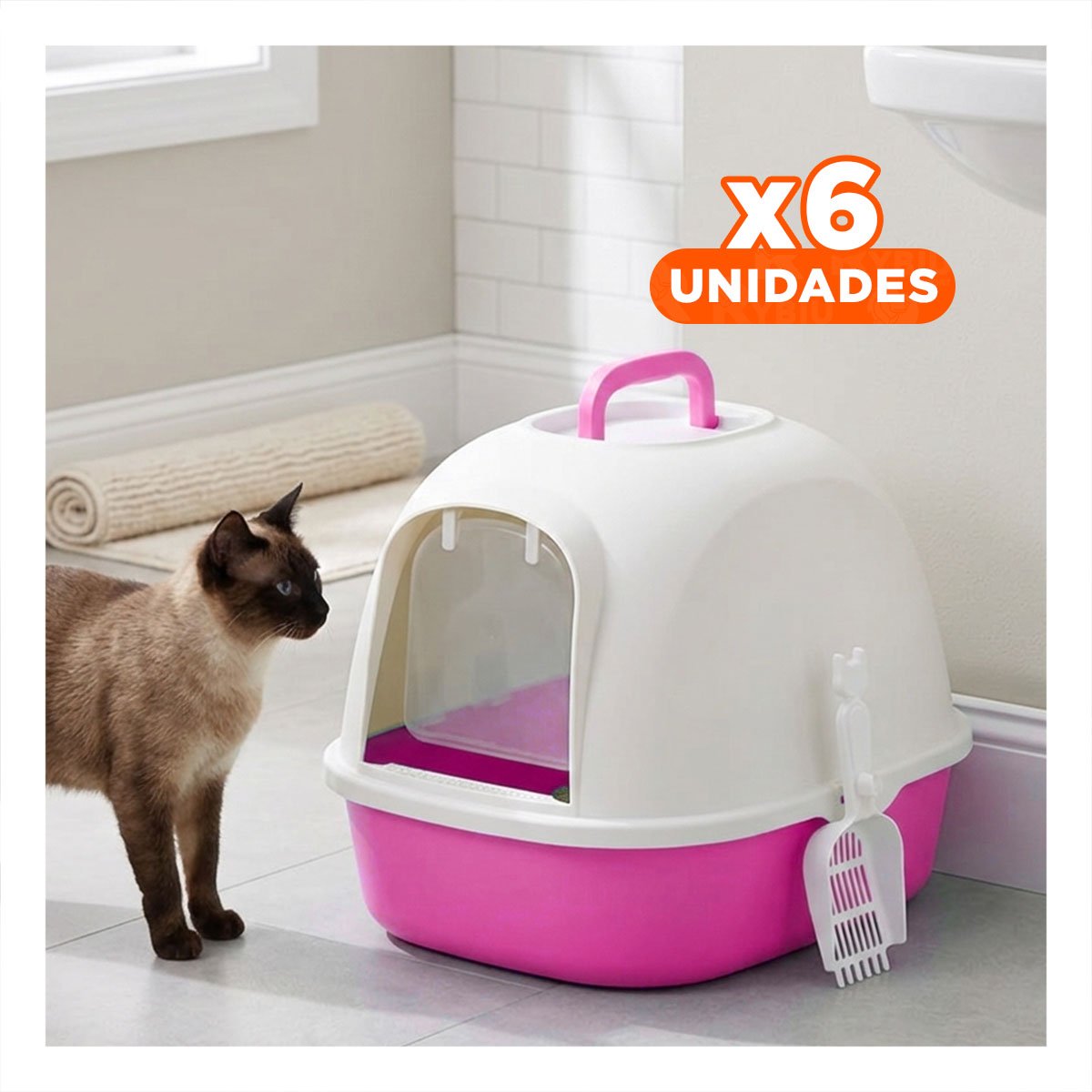 PACK6 BANDEJA SANITARIA DE GATO ROSADO CAT PARA ESPACIO ORDENADO Y+REGALO STICKER - 1