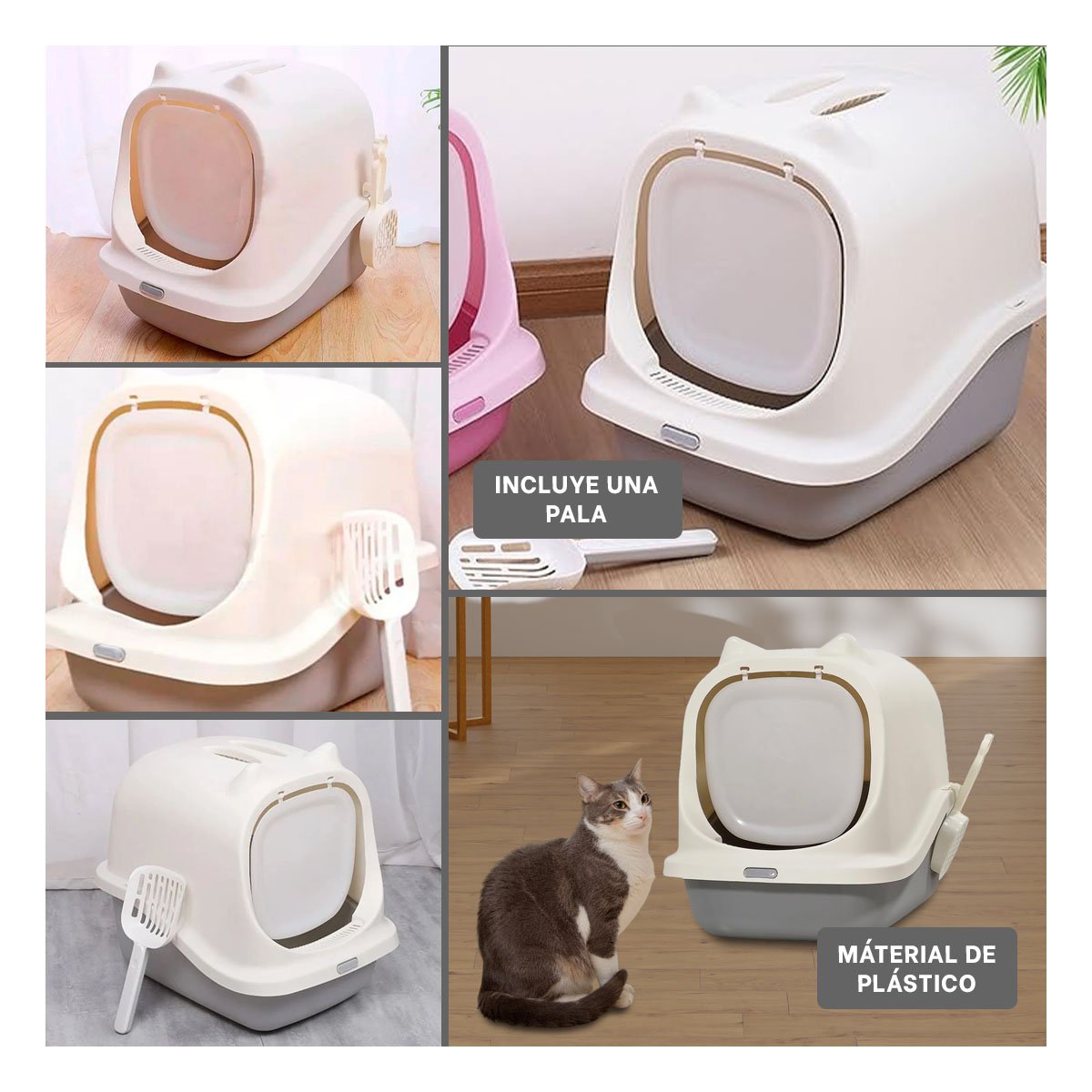 PACK4 ARENERO PARA GATO PLOMO CERRADO CON OREJITAS Y+REGALO STICKER - 2