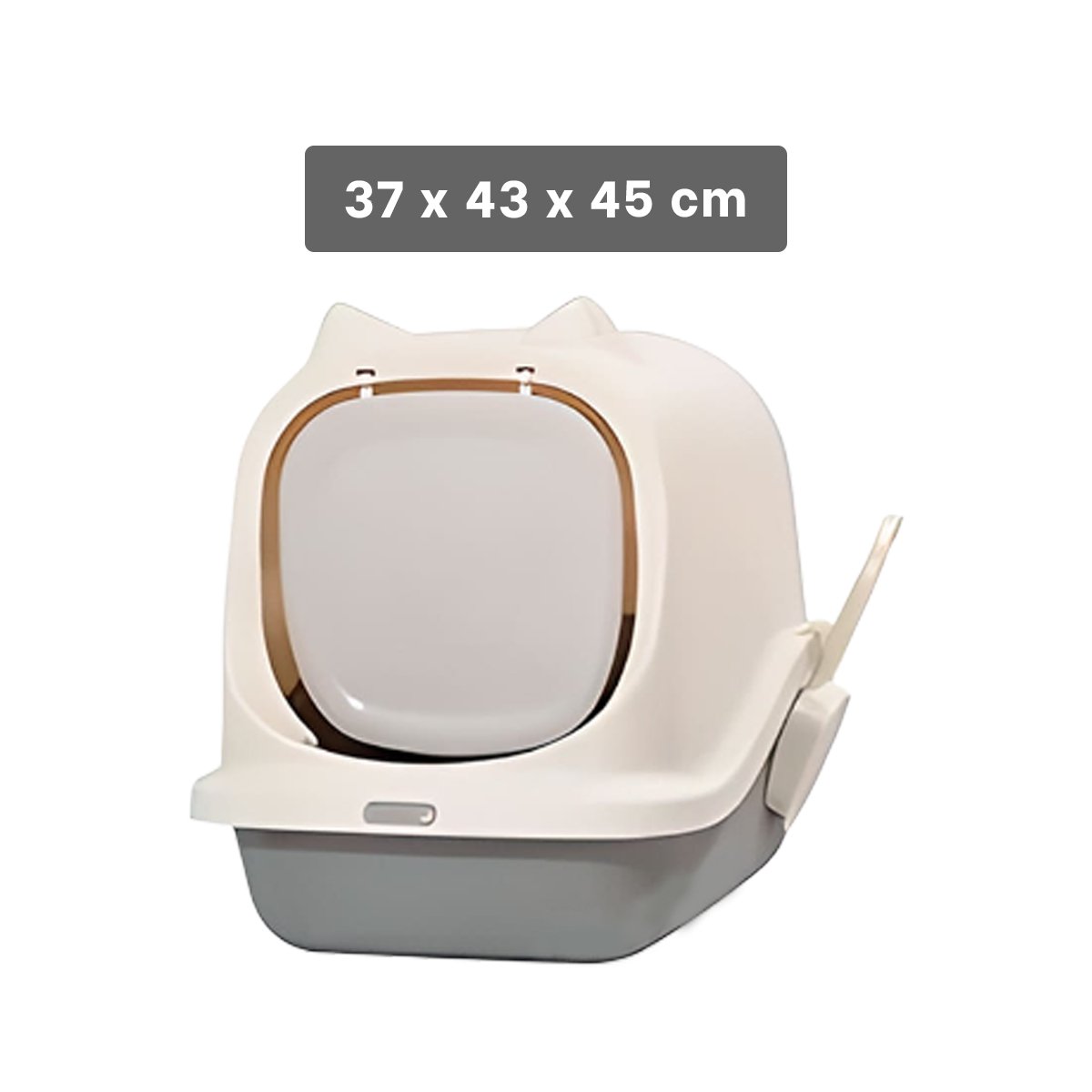 PACK2 CAJA SANITARIA CERRADA PLOMO CON OREJITAS PARA GATO Y+PAPEL REGALO - 4