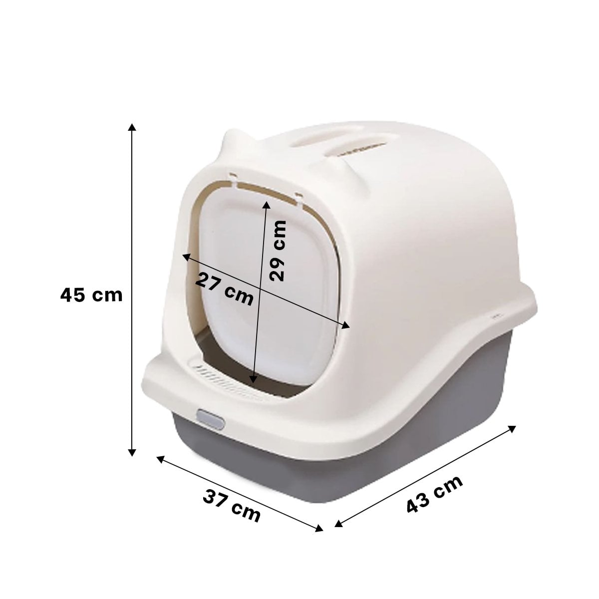 PACK2 ARENERO AMPLIO PLOMO CERRADO CON OREJITAS PARA GATO - 4
