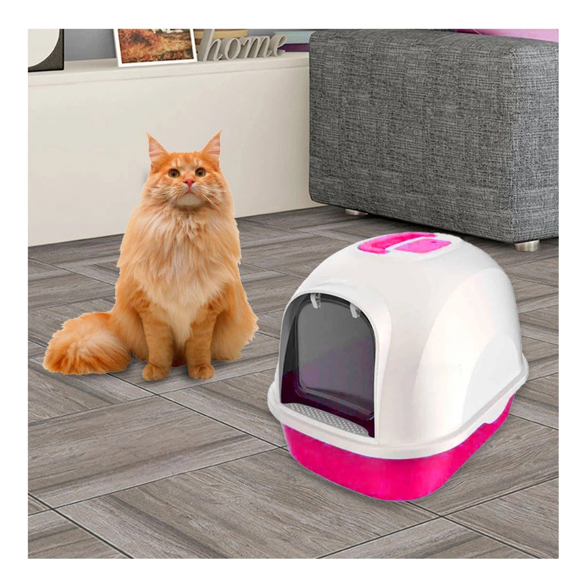 PACK2 ARENERO CERRADO DE GATO ROSADO CAT CON DISENO COMPACTO Y+PAPEL REGALO - 2