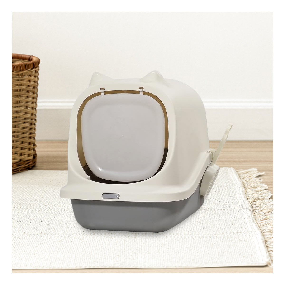 PACK4 BANO PLOMO CON OREJITAS Y TAPA CERRADA PARA GATO Y+PAPEL REGALO - 2