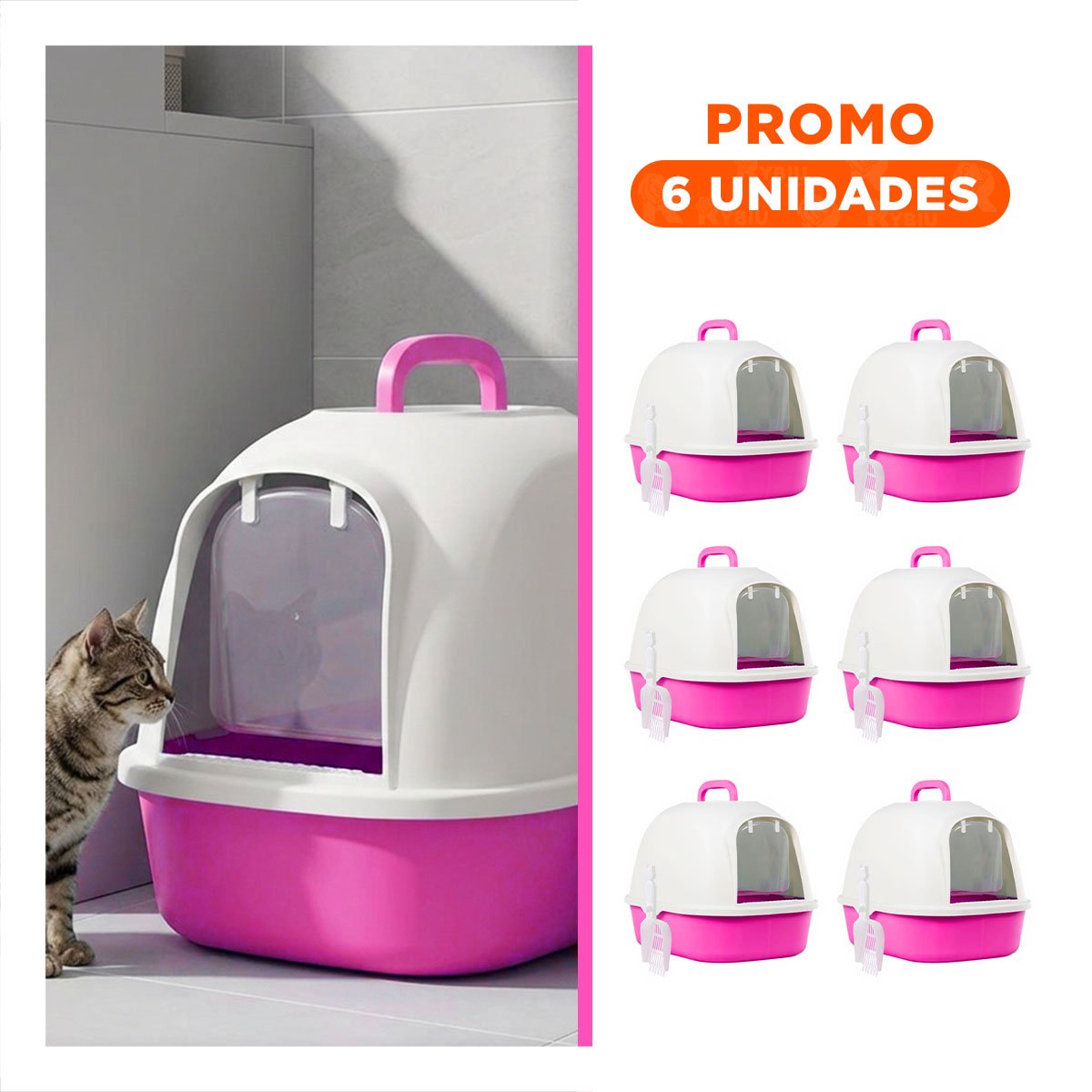 PACK6 CAJA CERRADA DE GATO ROSADO CAT CON VENTANA SUPERIOR - 1