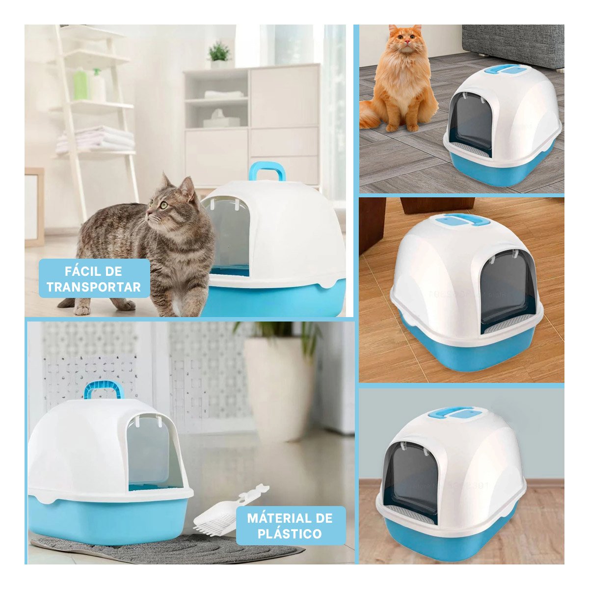 PACK6 BANDEJA PRACTICA CELESTE CERRADA DE GATO PARA HOGAR Y+PAPEL REGALO - 3