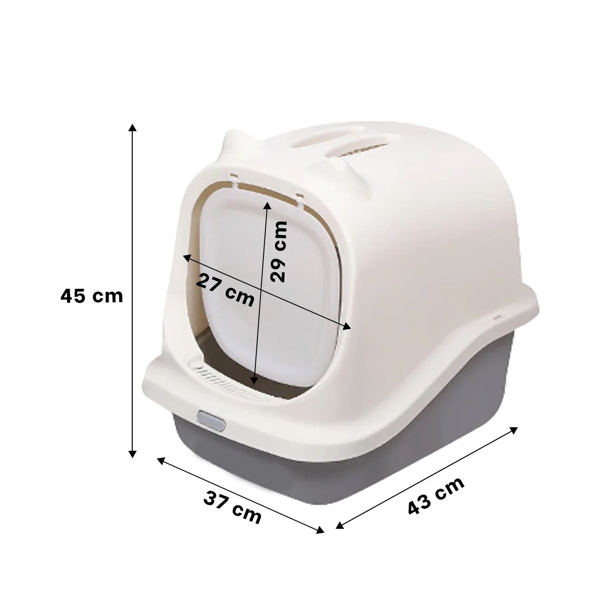 PACK6 CAJA SANITARIA PARA GATO PLOMO CERRADA CON OREJITAS - 4