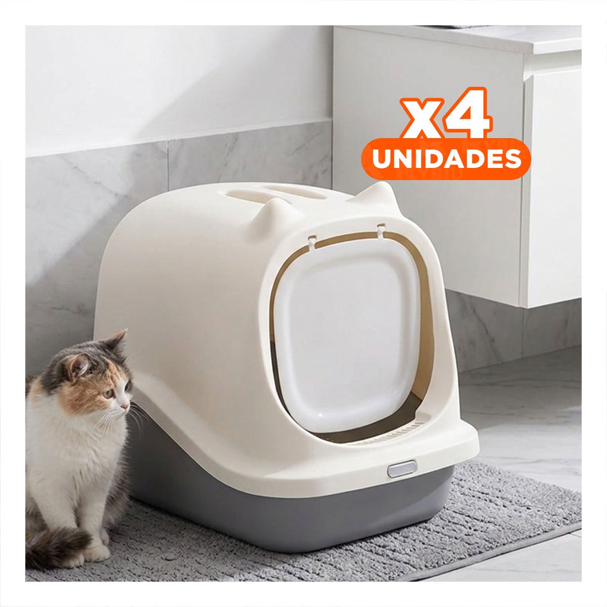 PACK4 SANITARIO PLOMO CON OREJITAS Y DISENO CERRADO PARA GATO - 1