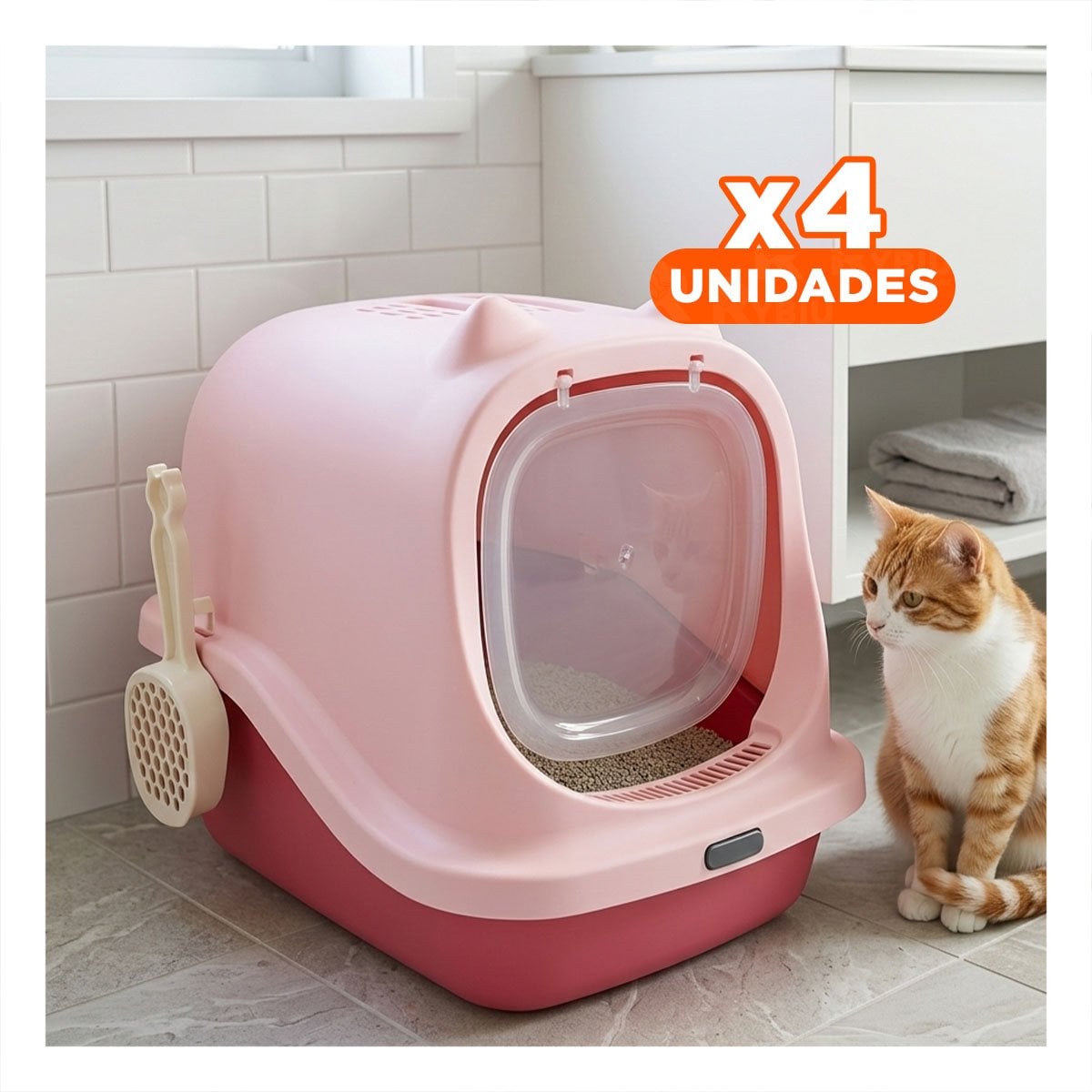 PACK4 SANITARIO MODERNO CON OREJITAS DE GATO PARA CASA - 1