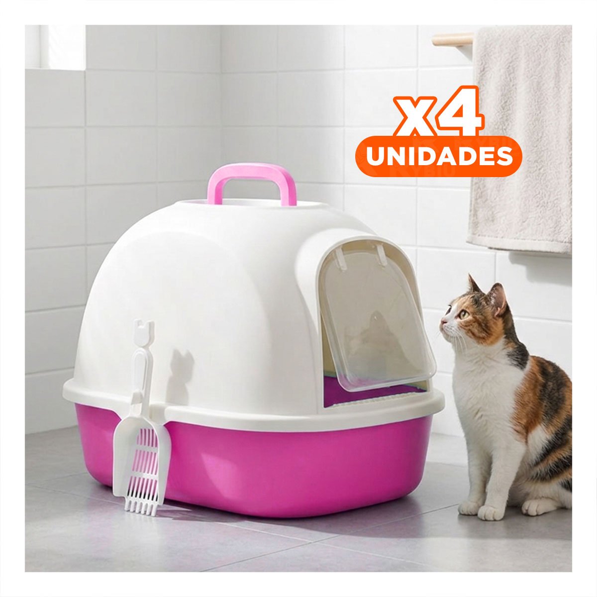 PACK4 ARENERO CUBIERTO DE GATO ROSADO CAT CON SISTEMA ANTIODOR - 1