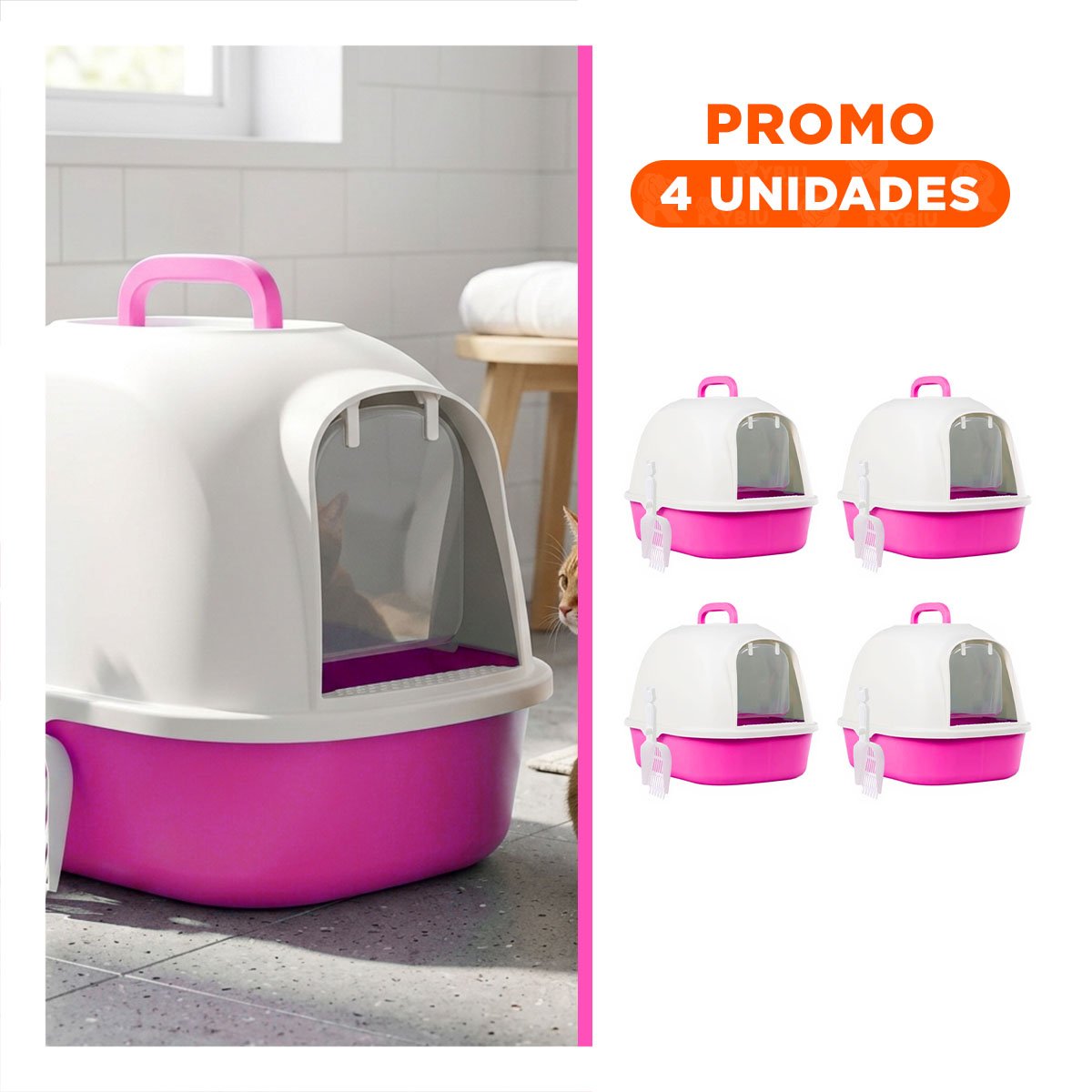 PACK4 ARENERA HIGIENICA DE GATO ROSADO CAT FACIL DE TRANSPORTAR Y+REGALO STICKER - 1