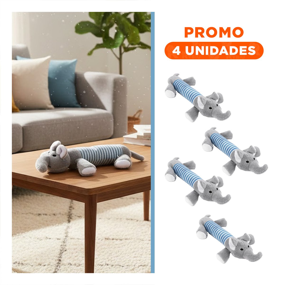 PACK4 INTERACTIVO ELEFANTE PARA MASCOTAS Y JUEGOS PLOMO Y CELESTE Y+REGALO STICKER - 1