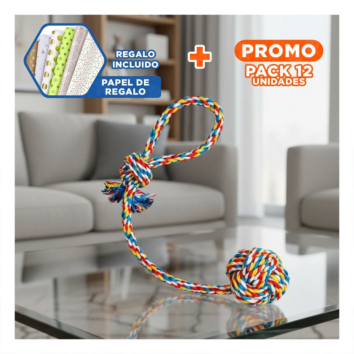 PACK12 COMPLEMENTO DE ACTIVIDAD PARA PERROS PARA EJERCICIOS DIARIOS MULTICOLOR Y+PAPEL REGALO - 1