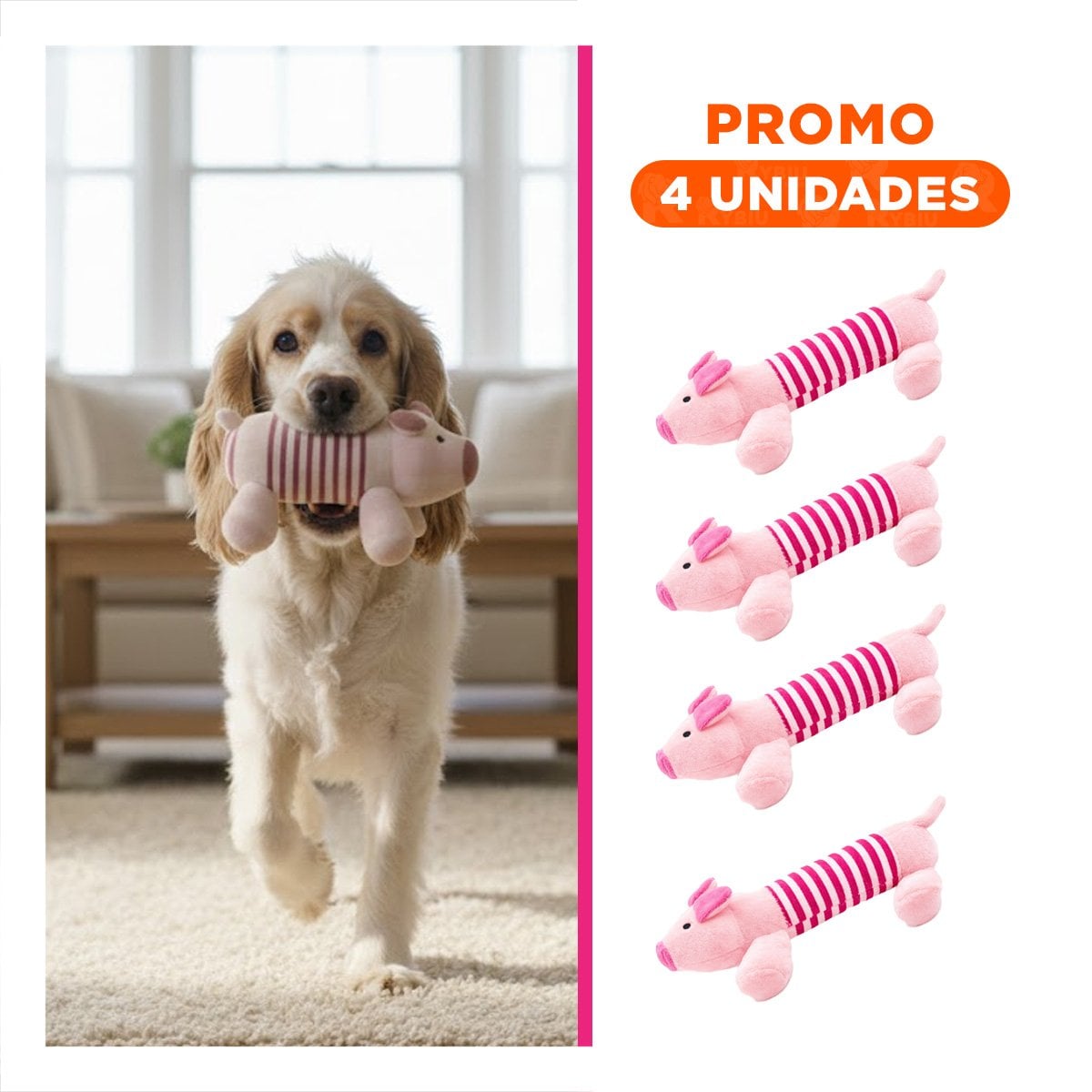 PACK4 COLEGA CHANCHO PARA MASCOTAS Y DIVERSION ROSADO Y FUCSIA Y+REGALO STICKER - 1