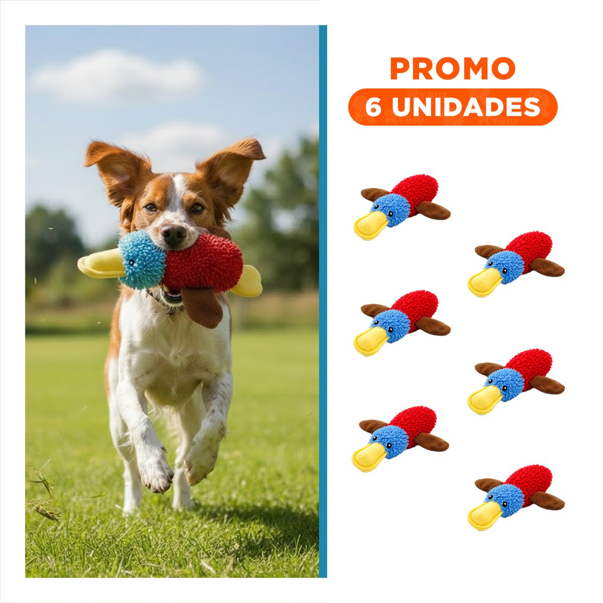 PACK6 AMIGO PATO PARA MASCOTAS QUE DISFRUTAN DE AVENTURA ROJO CELESTE - 1