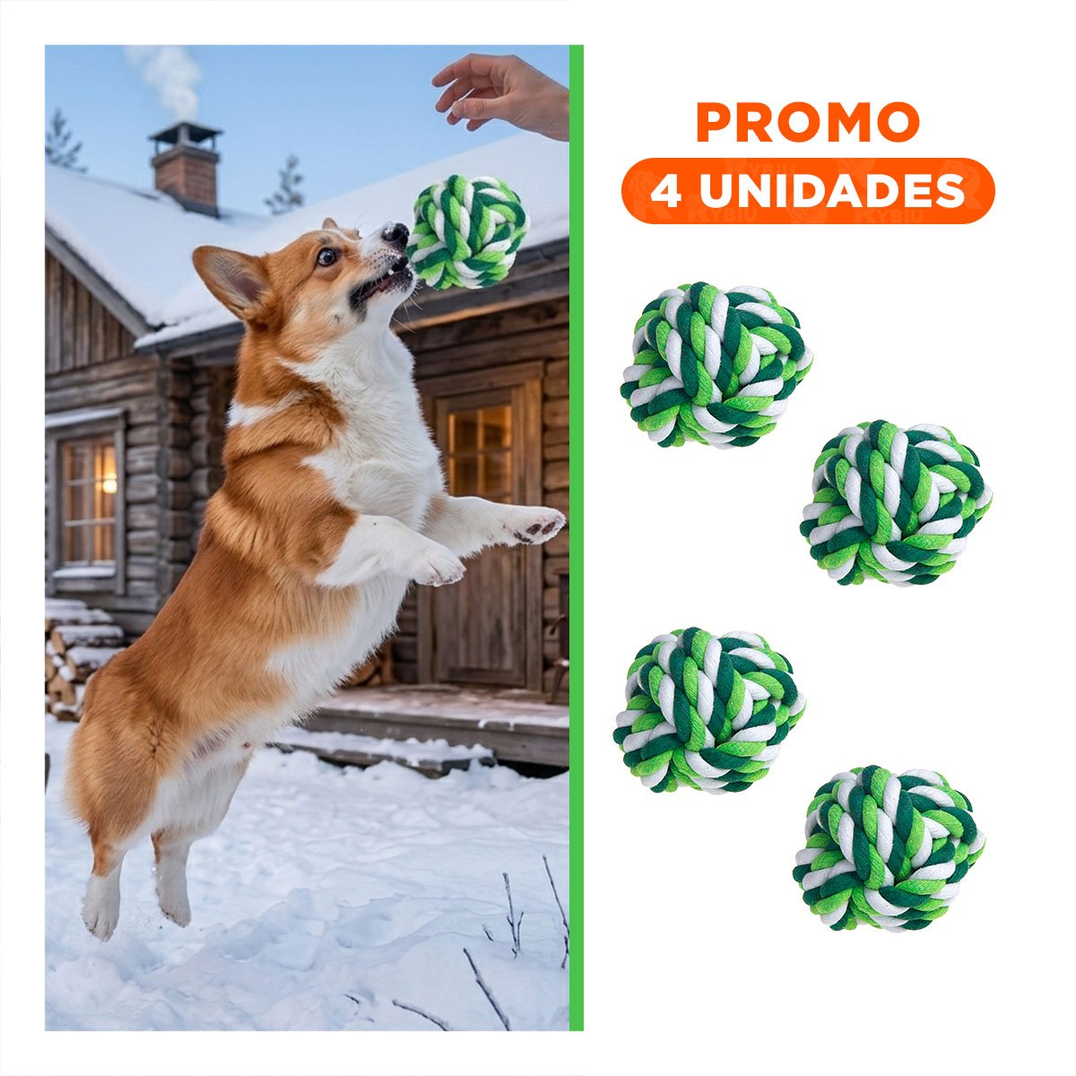 PACK4 HERRAMIENTA DE SOGA TRENZADA QUE ESTIMULA JUEGO Y FUERZA VERDE Y+REGALO STICKER - 1