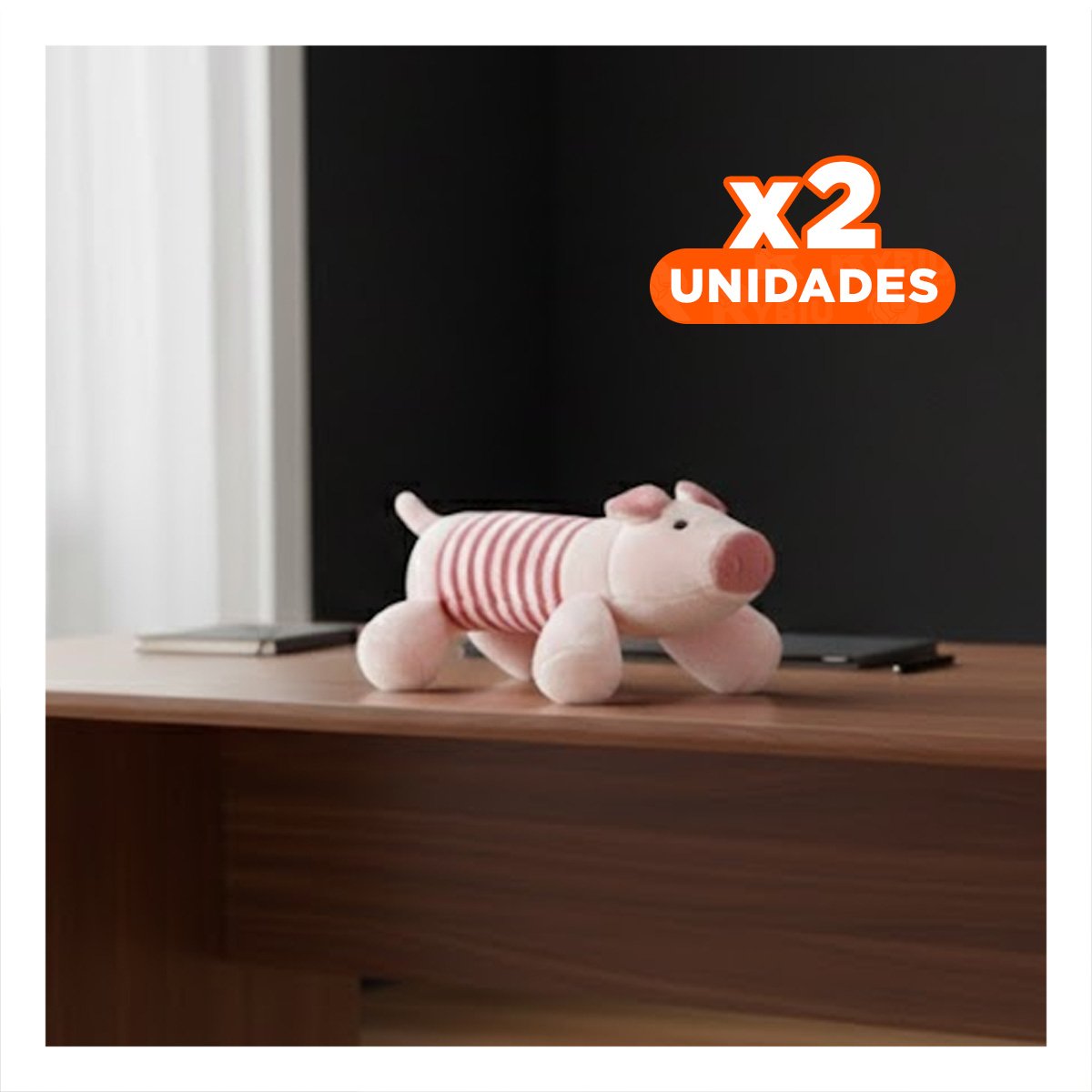 PACK2 ALIADO CHANCHO CON SONIDO CHIRRIANTE Y TELA SUAVE ROSADO Y FUCSIA Y+REGALO STICKER - 1