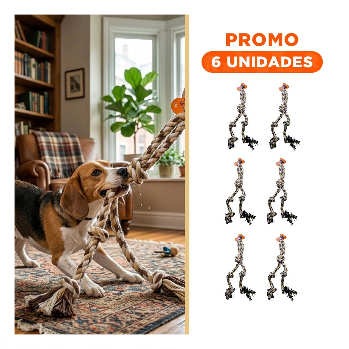 PACK6 TIRA INTERACTIVA QUE ESTIMULA JUEGO Y FORTALECE DIENTES MARRON - 1
