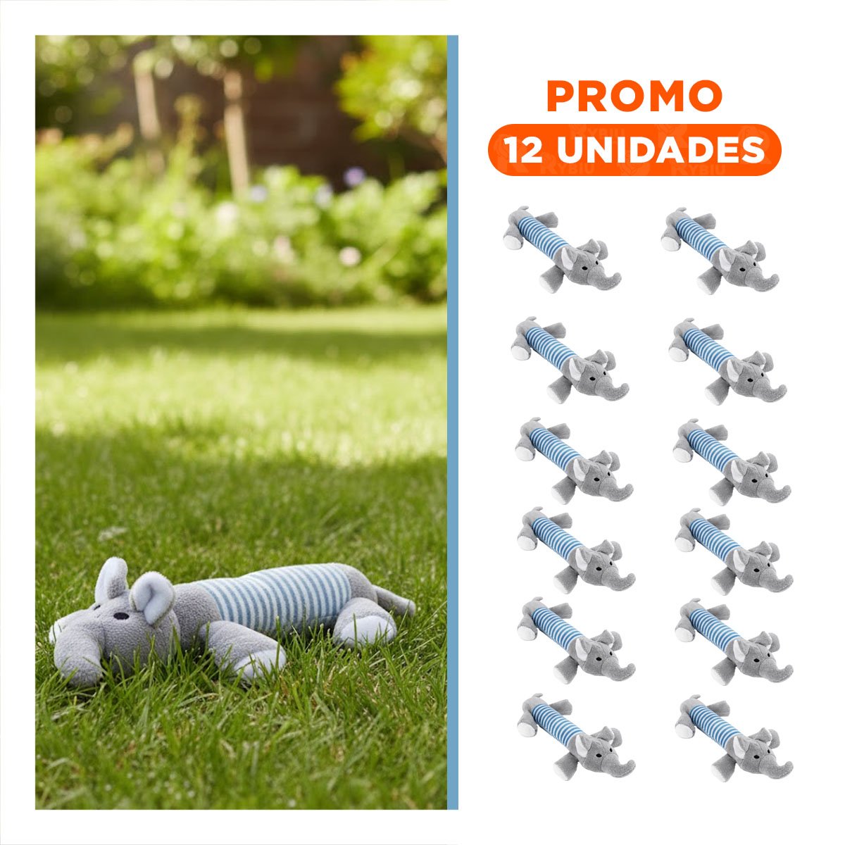 PACK12 AMIGO ELEFANTE QUE MOTIVA MORDER Y EXPLORAR PLOMO Y CELESTE Y+REGALO STICKER - 1