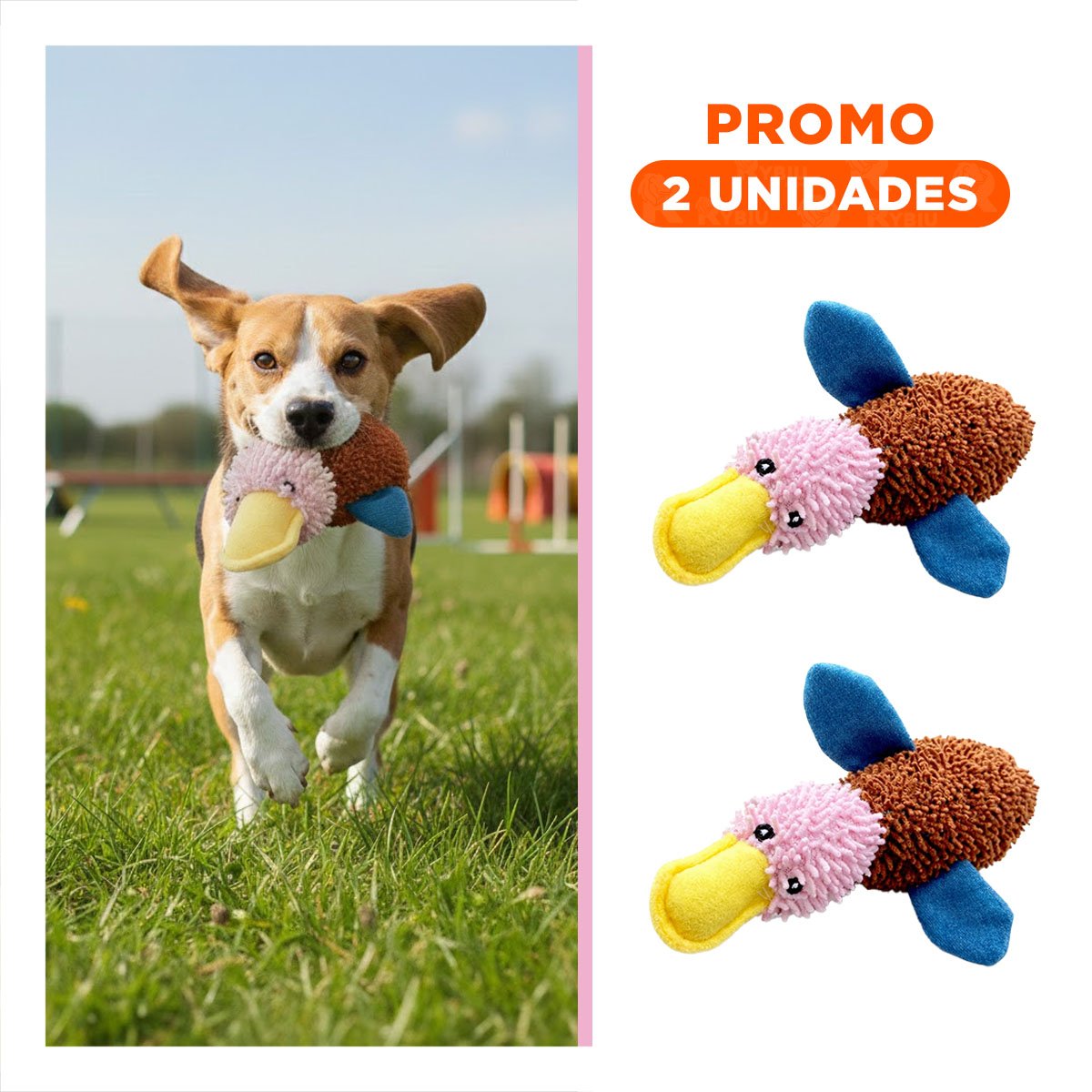 PACK2 JUGUETE PATO PARA MASCOTAS MARRON ROSADO - 1