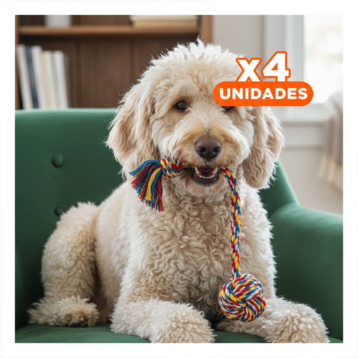 PACK4 ARTICULO DE ENTRETENIMIENTO CANINO CON AGARRADERA ERGONOMICA MULTICOLOR - 1