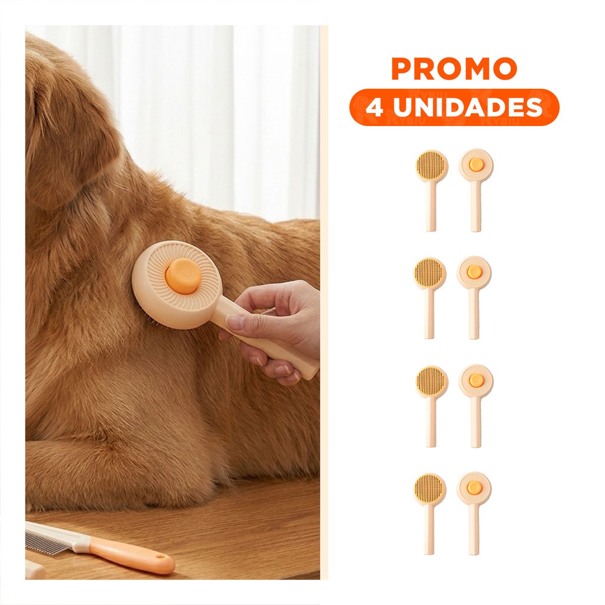 PACK6 APLICADOR INTERACTIVO PARA GATO Y PERRO QUE SUAVIZA PELO NARANJA - 1