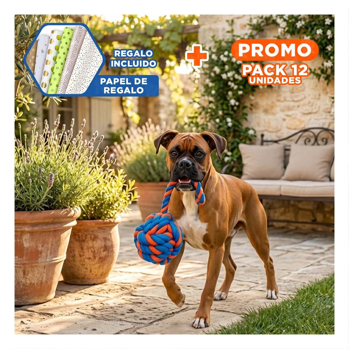 PACK12 PELOTA DIVERTIDA QUE PROMUEVE ENERGIA Y ENTRETENIMIENTO AZUL NARANJA Y+PAPEL REGALO - 1