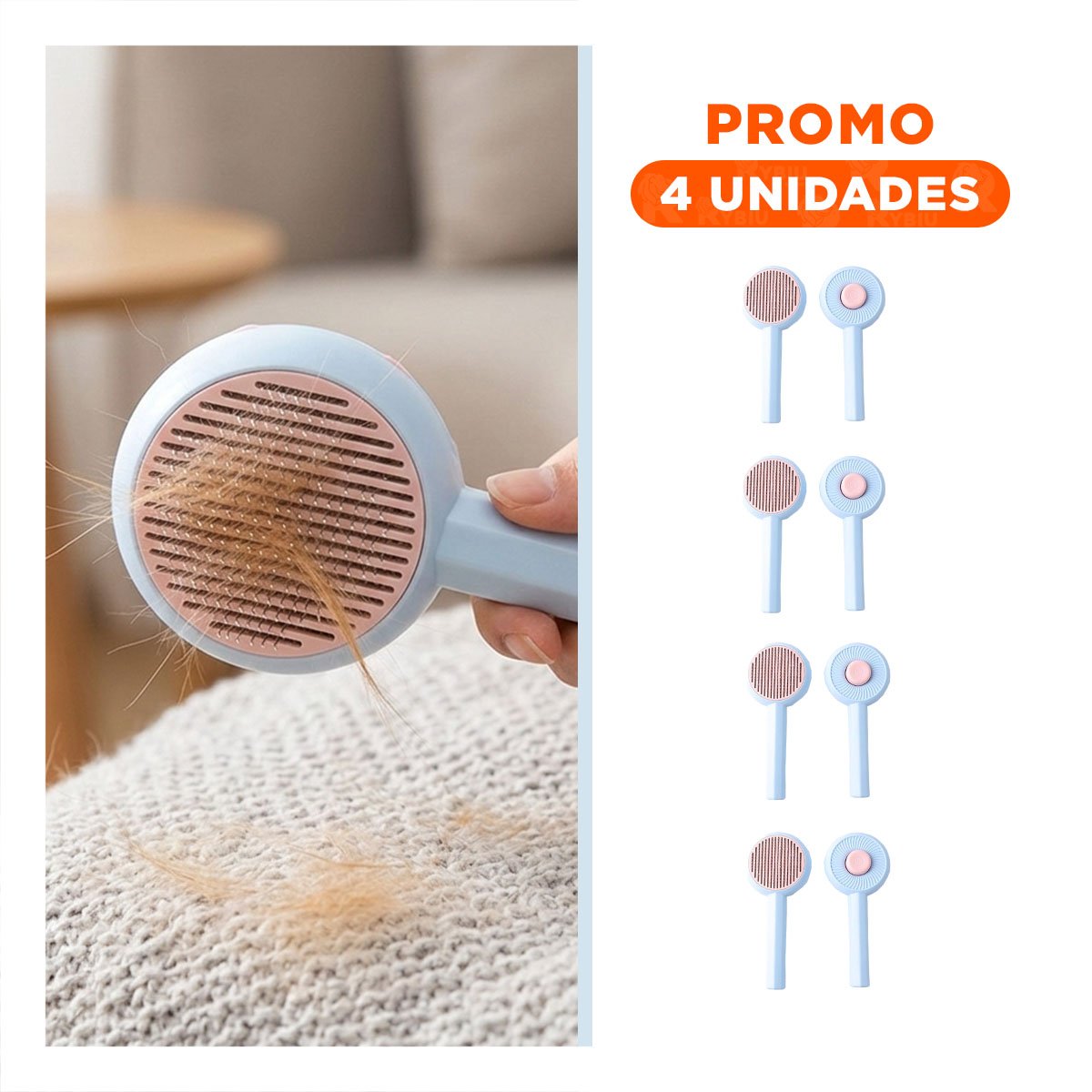 PACK4 UTENSILIO PARA MASAJE Y PELO SUAVE DE MASCOTAS CELESTE Y+REGALO STICKER - 1