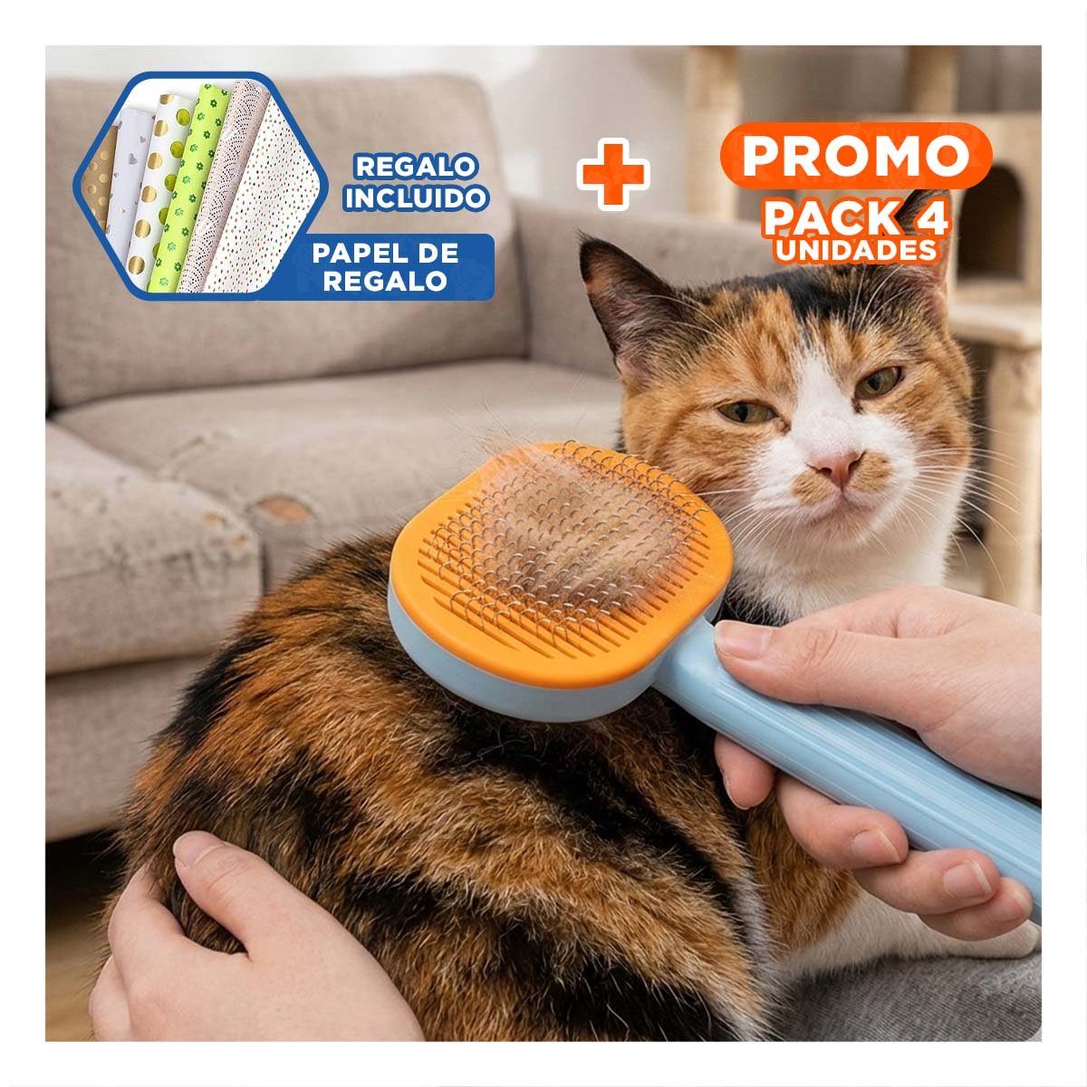 PACK4 INSTRUMENTO ERGONOMICO QUE ESTIMULA LA PIEL CELESTE NARANJA Y+PAPEL REGALO - 1