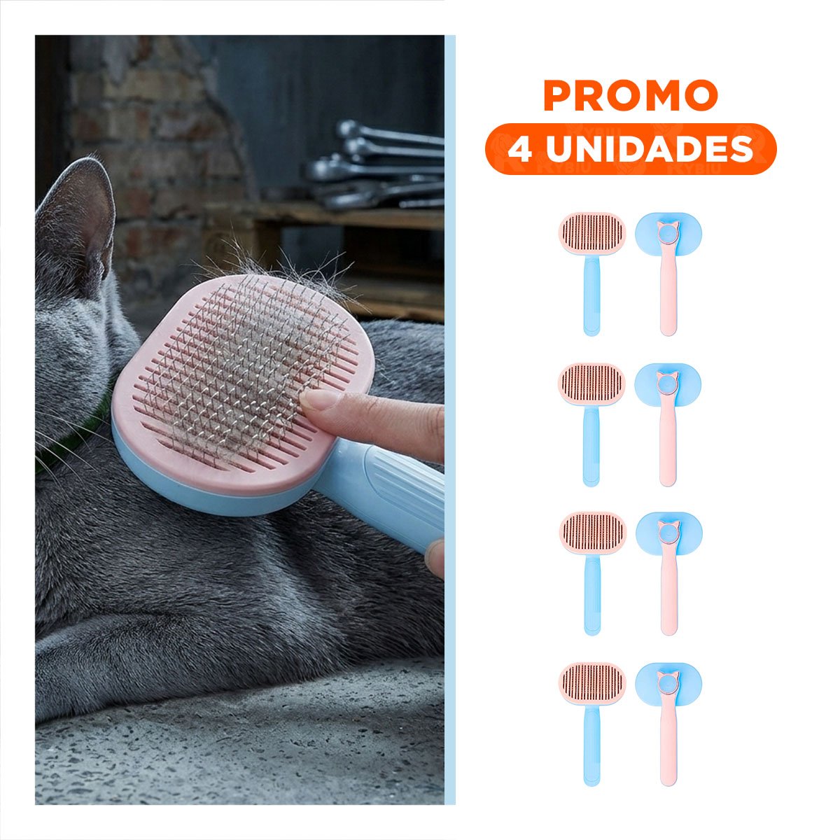 PACK4 HERRAMIENTA PARA MASAJE Y LIMPIEZA DE PELO CELESTE ROSADO Y+REGALO STICKER - 1