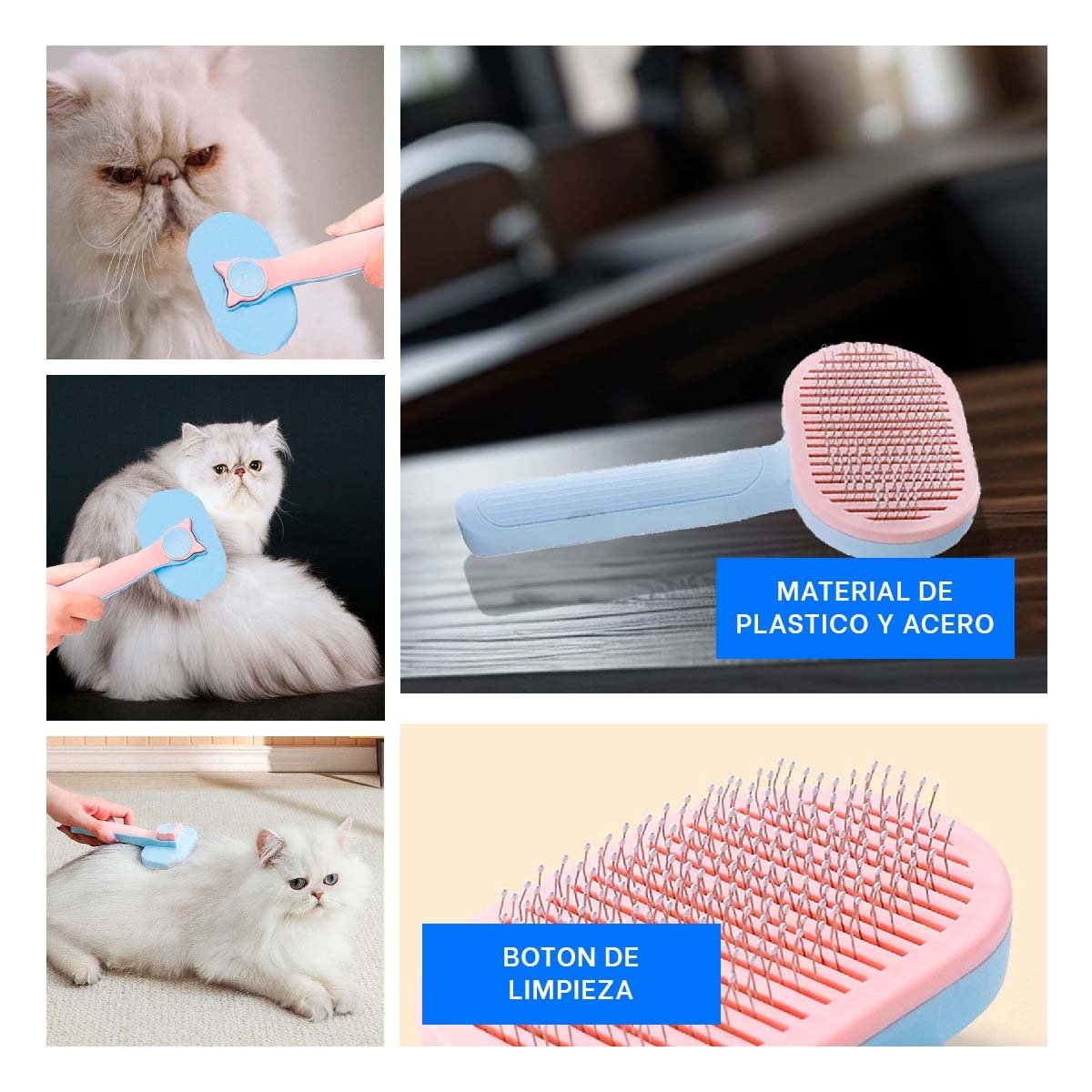 PACK4 HERRAMIENTA PARA MASAJE Y LIMPIEZA DE PELO CELESTE ROSADO Y+REGALO STICKER - 2