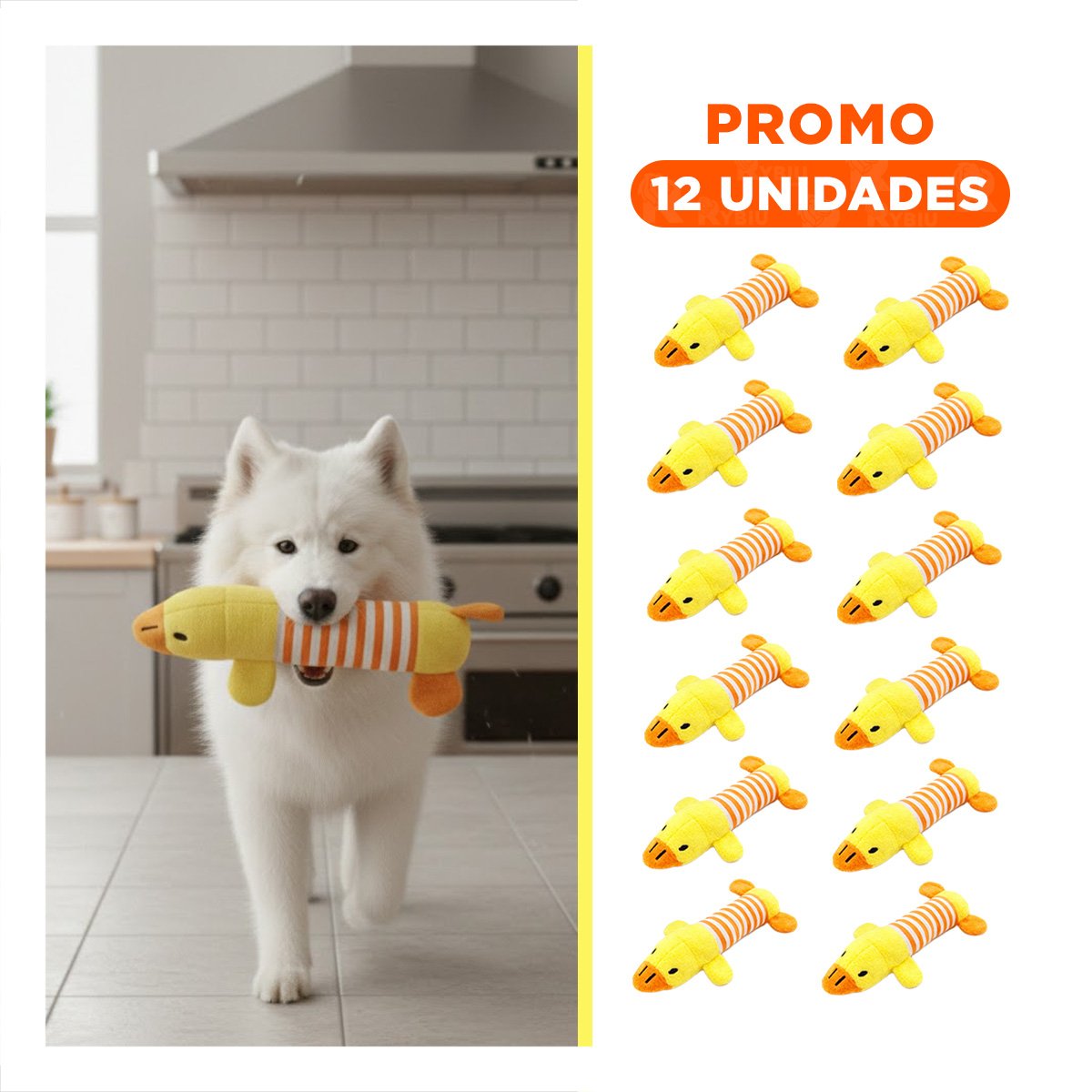 PACK12 ACCESORIO DE JUEGO PATO PARA MASCOTAS AMARRILLO Y NARANJA Y+REGALO STICKER - 1