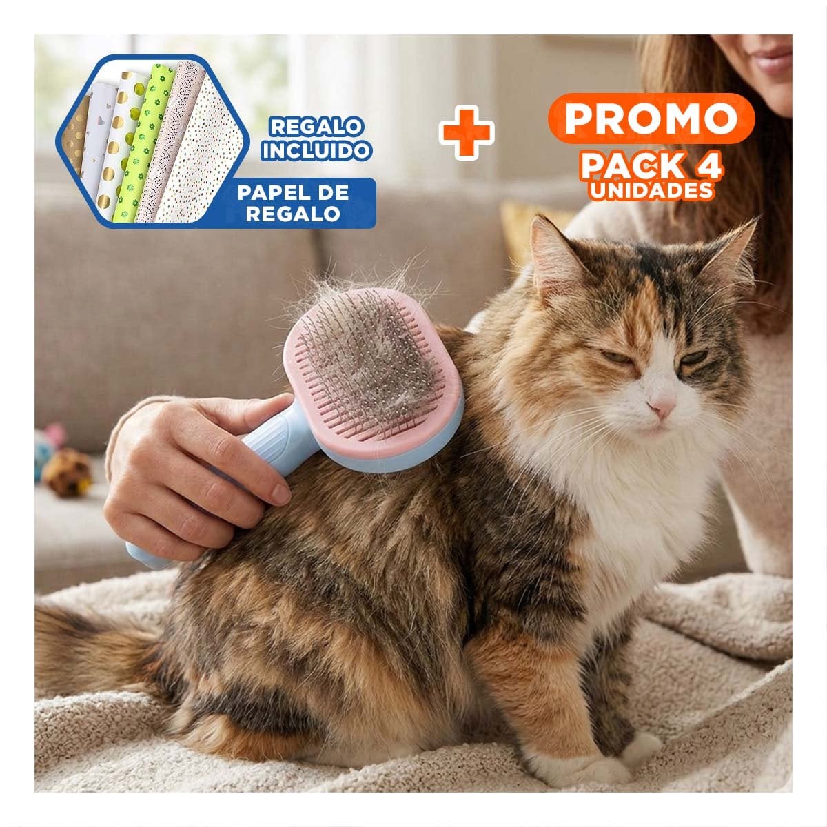 PACK4 APARATO ERGONOMICO QUE ESTIMULA LA PIEL CELESTE ROSADO Y+PAPEL REGALO - 1