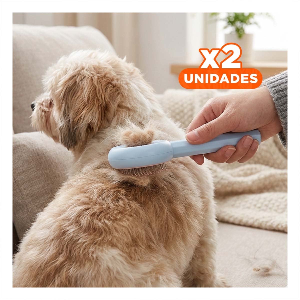 PACK2 HERRAMIENTA ERGONOMICA PARA PELO DE GATOS Y PERROS CELESTE Y+REGALO STICKER - 1