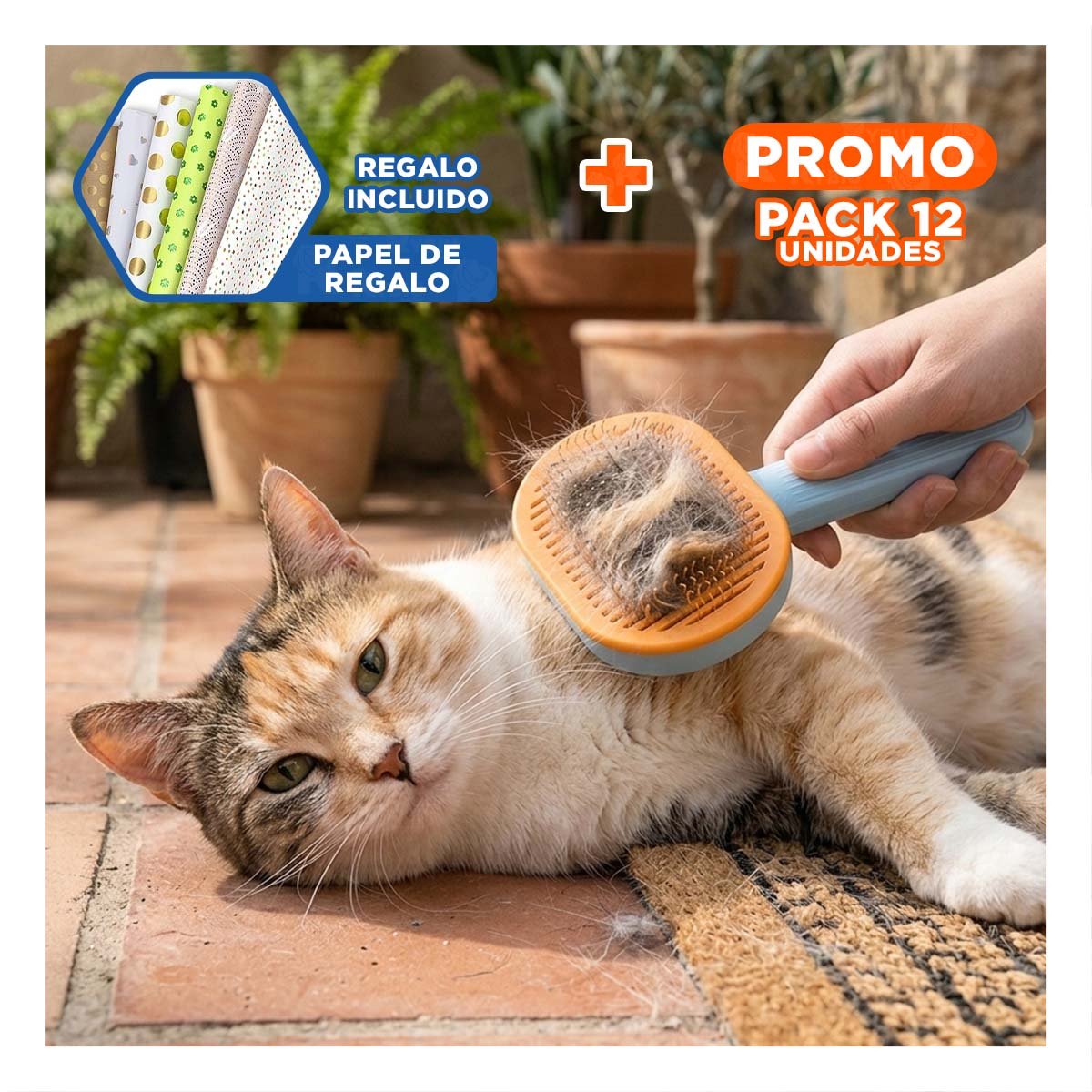 PACK12 DISPOSITIVO CON CERDAS SUAVES QUE MANTIENE PELO SUAVE CELESTE NARANJA Y+PAPEL REGALO - 1