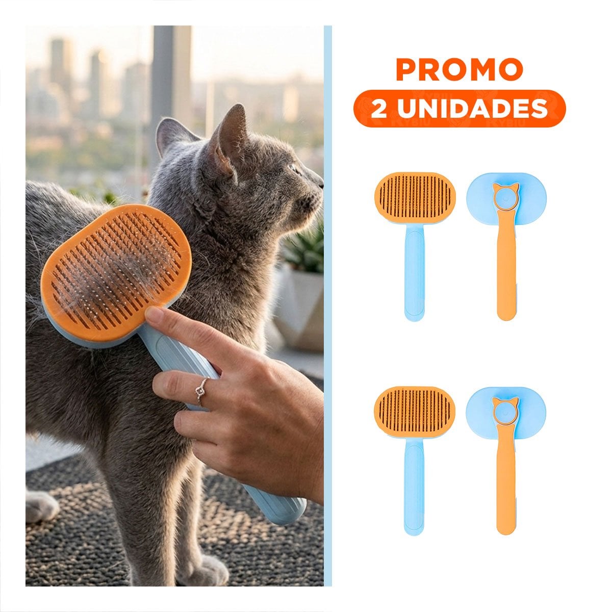 PACK2 INSTRUMENTO PARA MASAJE Y LIMPIEZA DE PELO CELESTE NARANJA - 1