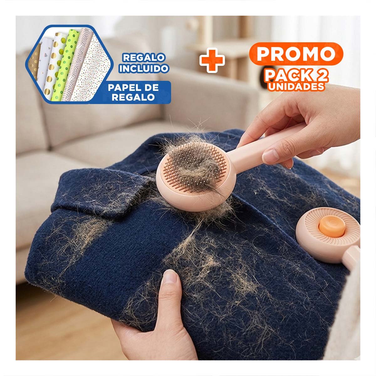 PACK2 HERRAMIENTA RESISTENTE QUE ELIMINA PELUSA Y ESTIMULA PIEL NARANJA Y+REGALO STICKER - 1
