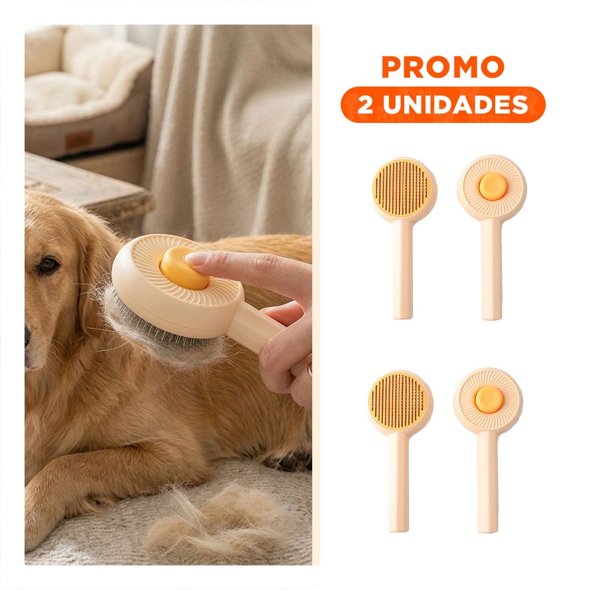 PACK2 HERRAMIENTA INTERACTIVA PARA CUIDADO DE MASCOTAS QUE SUAVIZA PELO NARANJA Y+PAPEL REGALO - 1