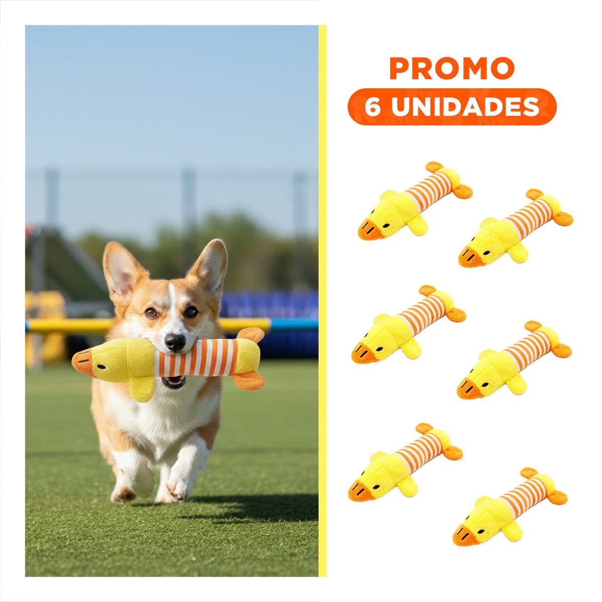 PACK6 TIERNO PATO PARA MASCOTAS CURIOSAS Y ACTIVAS AMARRILLO Y NARANJA - 1