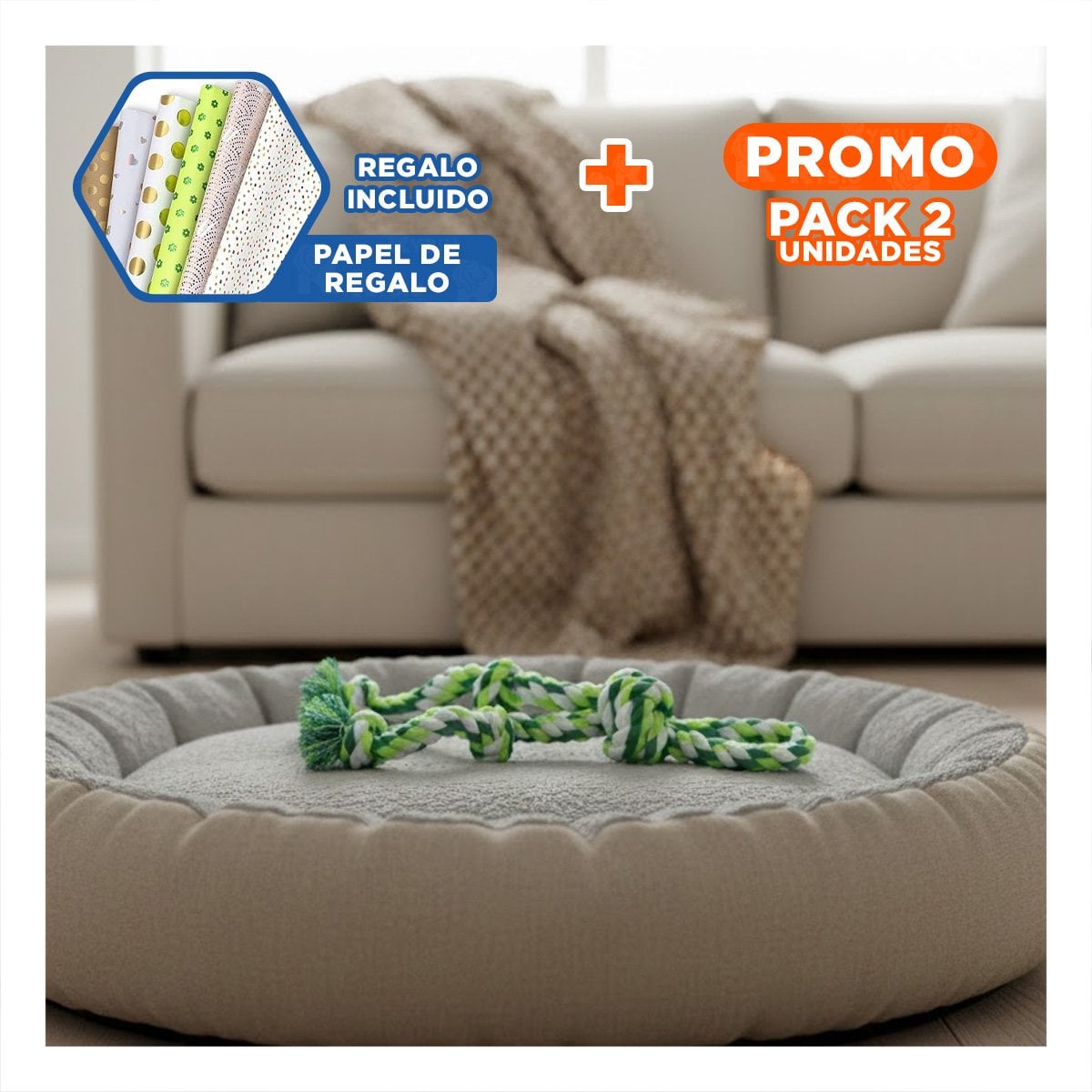 PACK2 CINTA DE ENTRENAMIENTO PARA DIVERSION Y ENERGIA DE PERROS VERDE Y+PAPEL REGALO - 1
