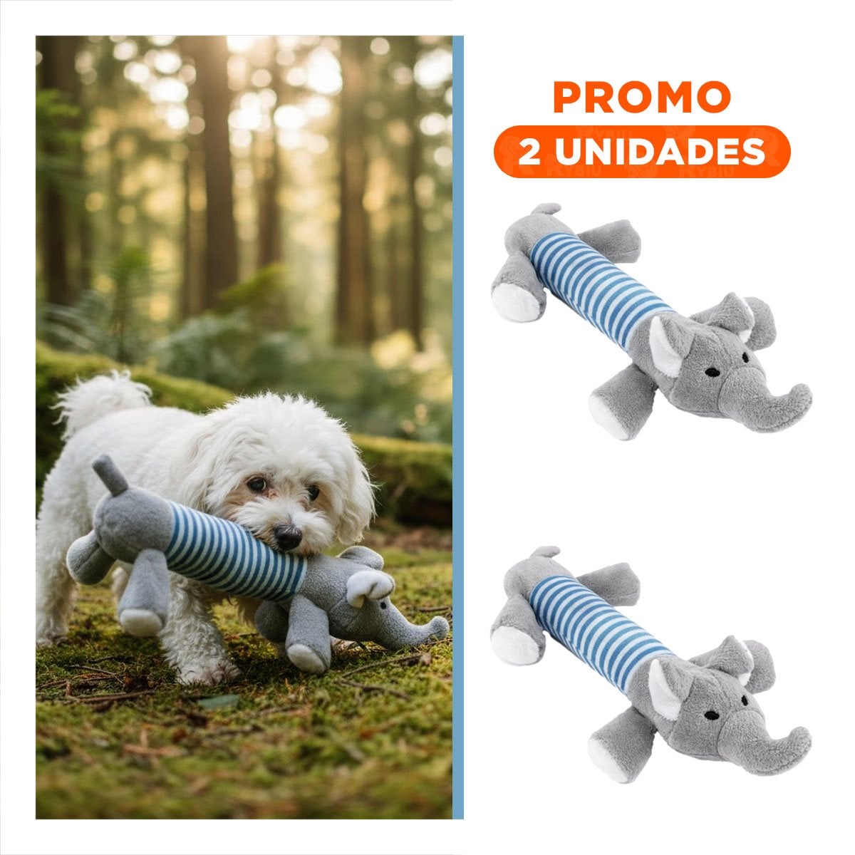 PACK2 ALIADO ELEFANTE PARA MASCOTAS Y JUEGOS PLOMO Y CELESTE - 1