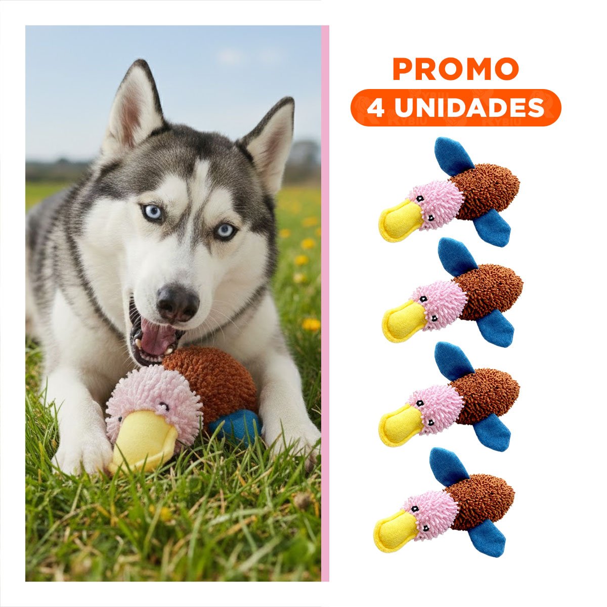 PACK4 DIVERTIDO PATO PARA MASCOTAS MARRON ROSADO Y+REGALO STICKER - 1