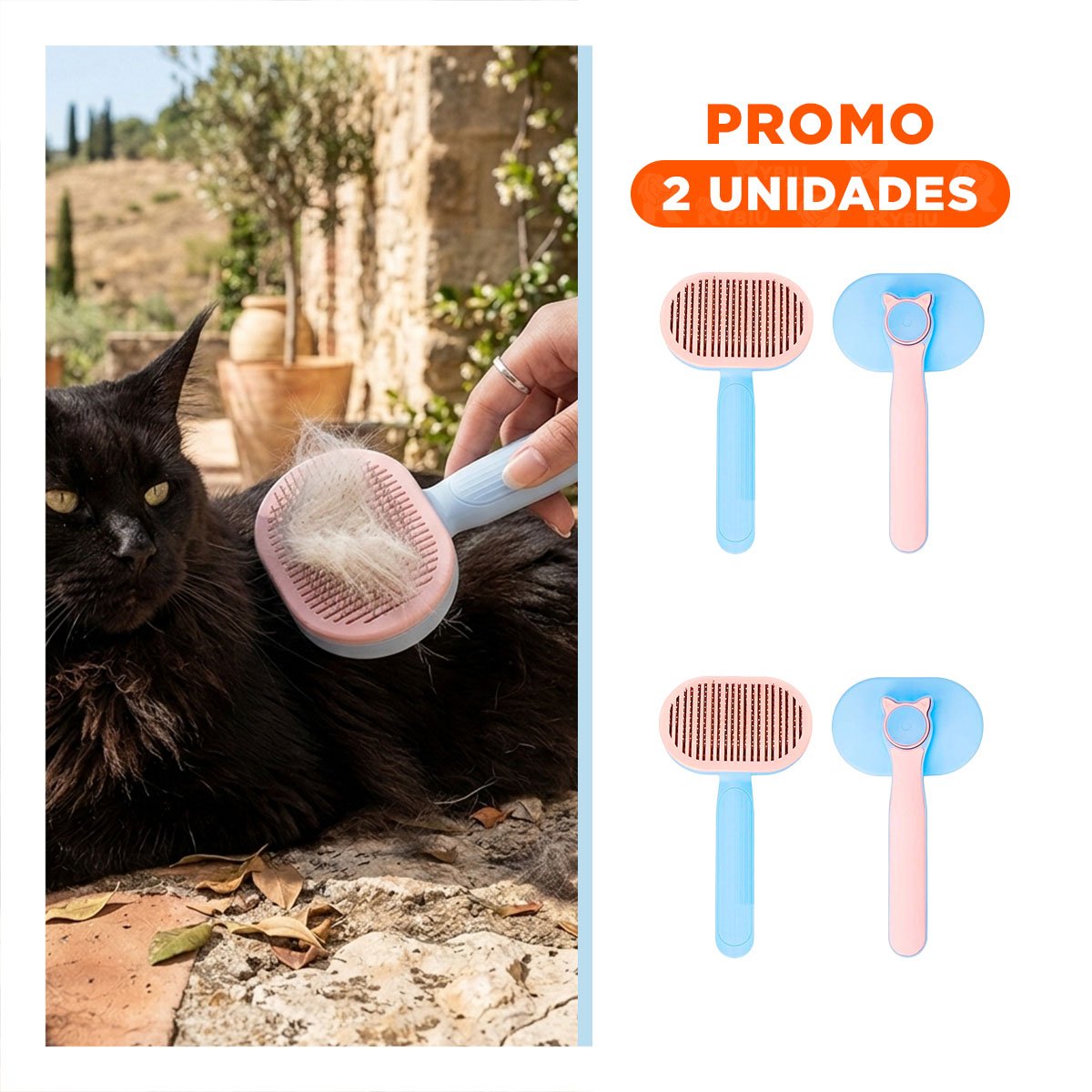 PACK2 APARATO PARA QUITAR PELO SUELTO Y MASAJEAR CELESTE ROSADO - 1