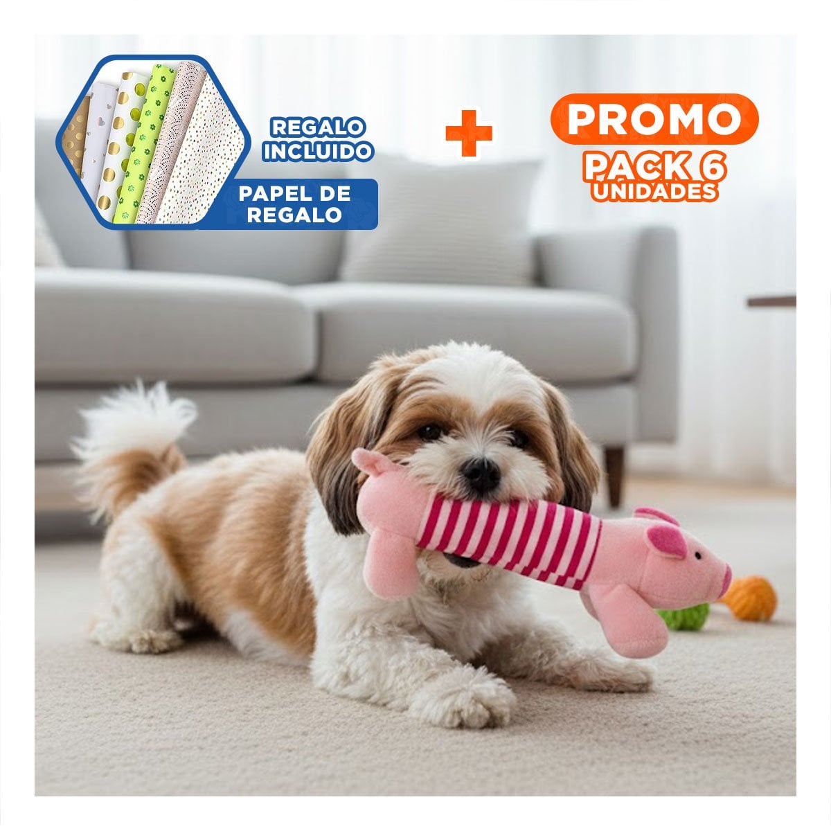 PACK6 COLEGA CHANCHO CON TELA SUAVE Y SEGURA ROSADO Y FUCSIA Y+PAPEL REGALO - 1