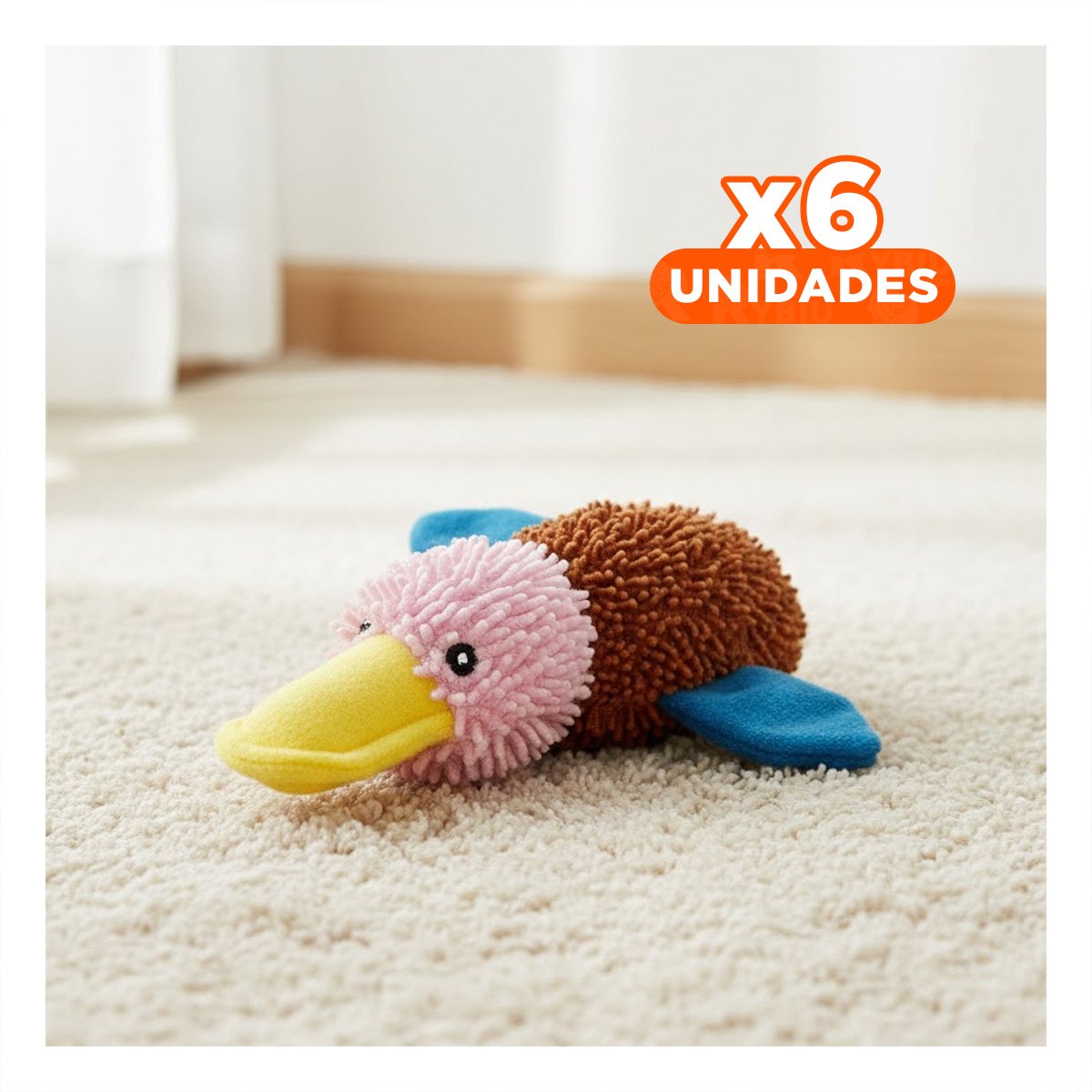 PACK6 DIVERTIDO PATO PARA MASCOTAS QUE ESTIMULA JUEGOS MARRON ROSADO Y+REGALO STICKER - 1