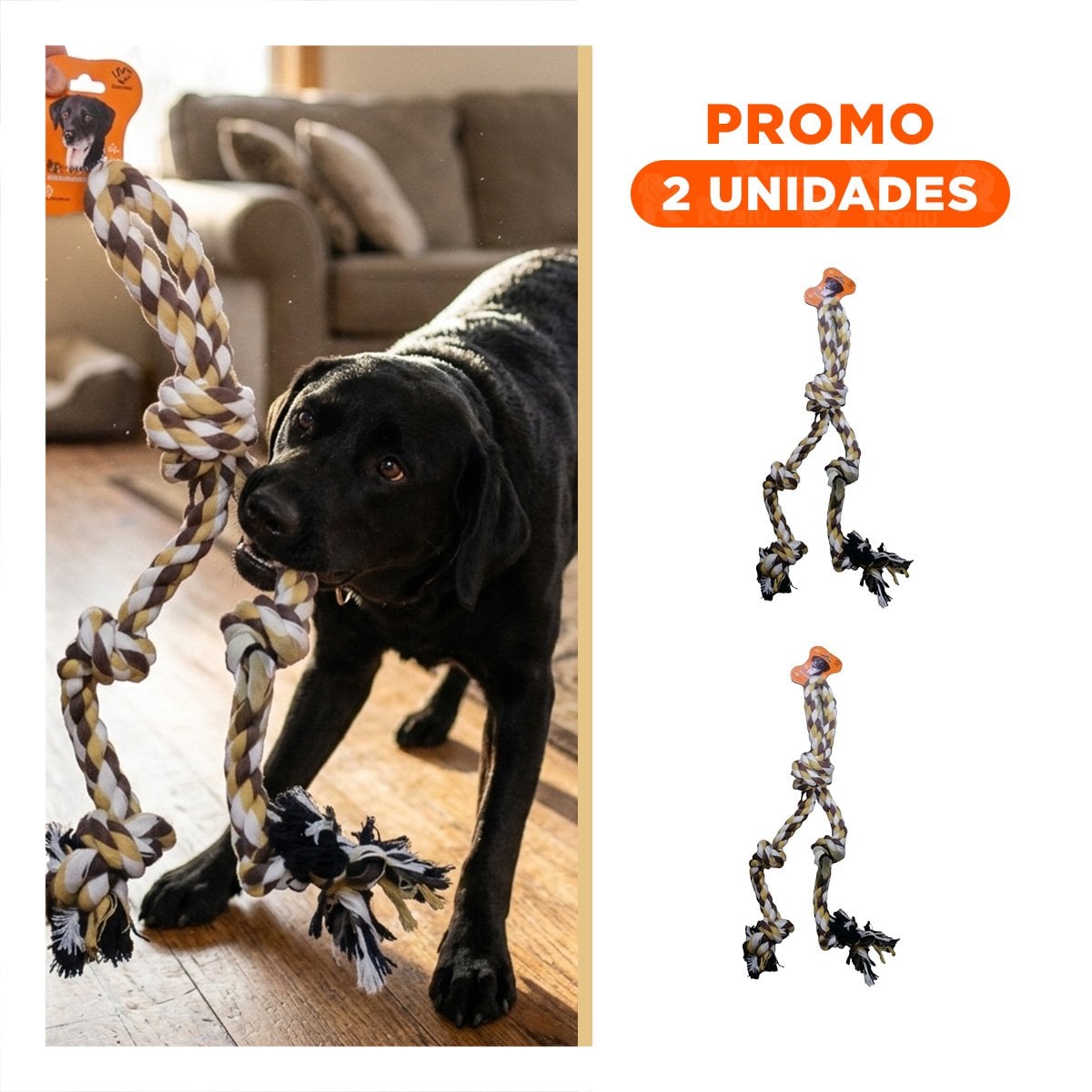 PACK2 CINTA DE JUEGO QUE DESARROLLA FUERZA Y ESTIMULA MORDIDA DE PERROS MARRON - 1