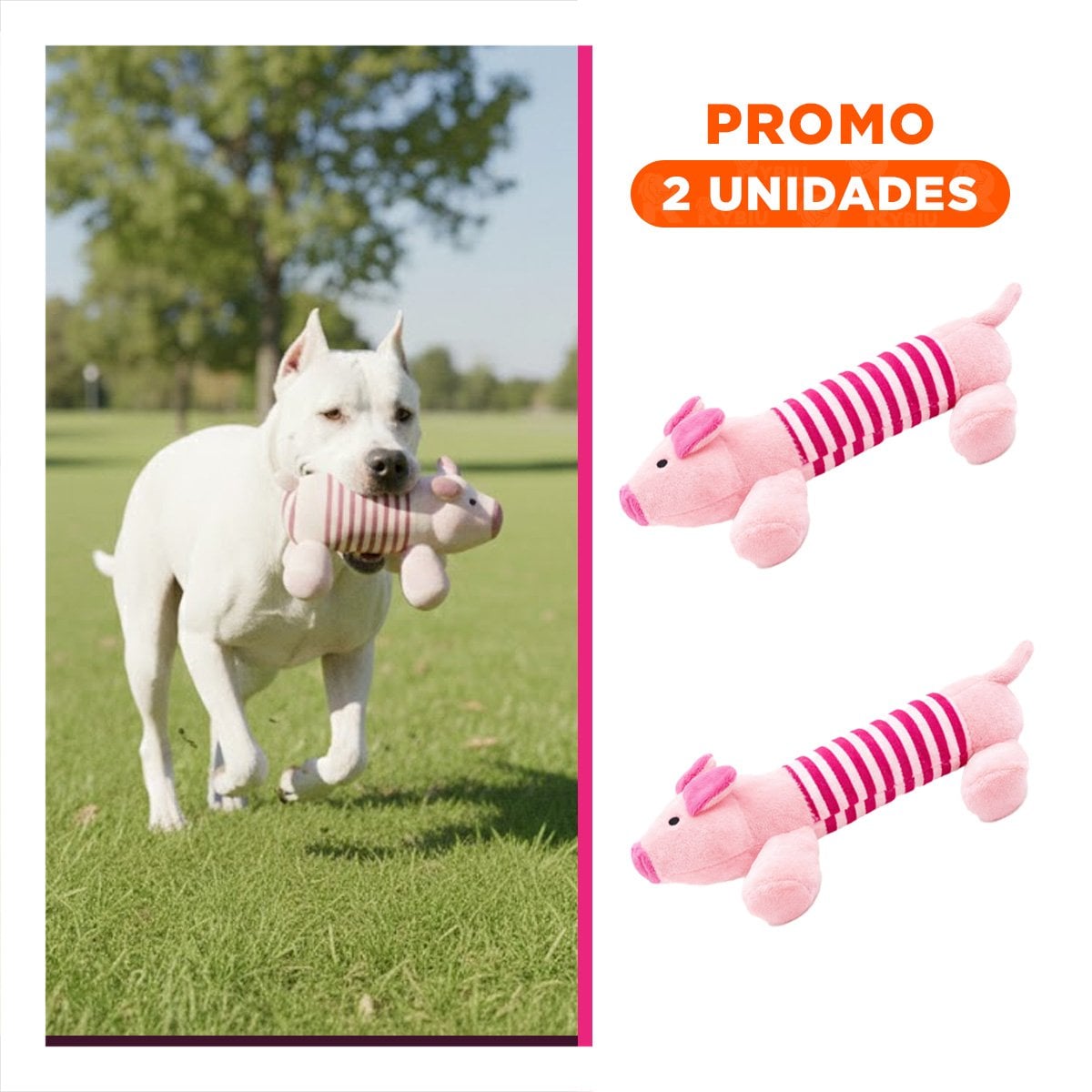 PACK2 ALIADO CHANCHO PARA MASCOTAS Y JUEGOS ROSADO Y FUCSIA - 1