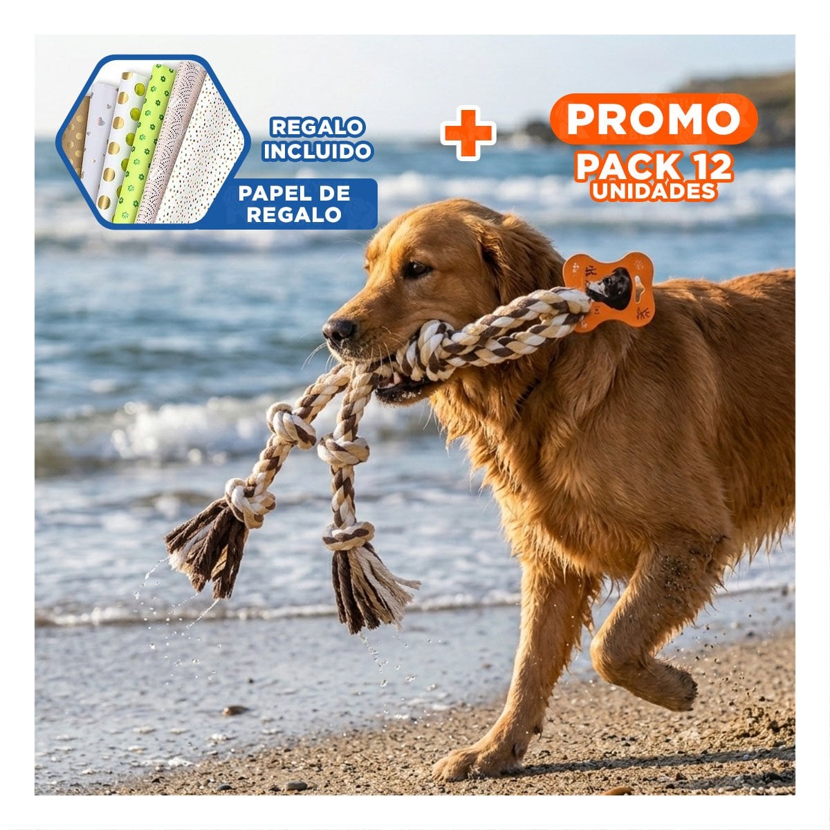 PACK12 JUGUETE INTERACTIVO QUE ESTIMULA DIVERSION Y ENERGIA DE MASCOTAS MARRON Y+PAPEL REGALO - 1