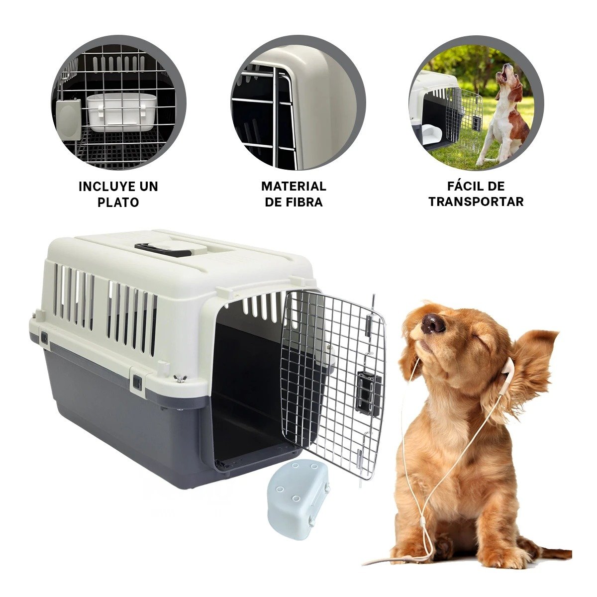 KENNEL DE TRANSPORTE QUE GARANTIZA SEGURIDAD Y COMODIDAD PLOMO OSCURO - 3