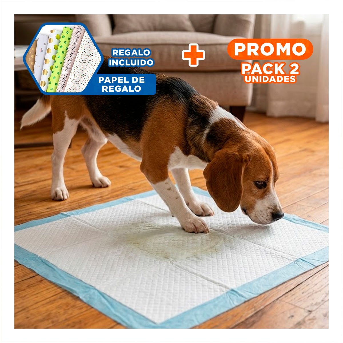 PACK2 OPCION DE PISO 60X60 TALLA L CELESTE PARA PERROS EN HOGAR INTERIOR Y+PAPEL REGALO - 1