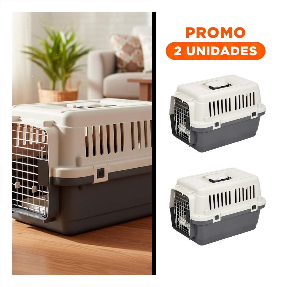 PACK2 MALETA DE TRANSPORTE PARA MASCOTAS QUE ASEGURA COMODIDAD PLOMO OSCURO - 1